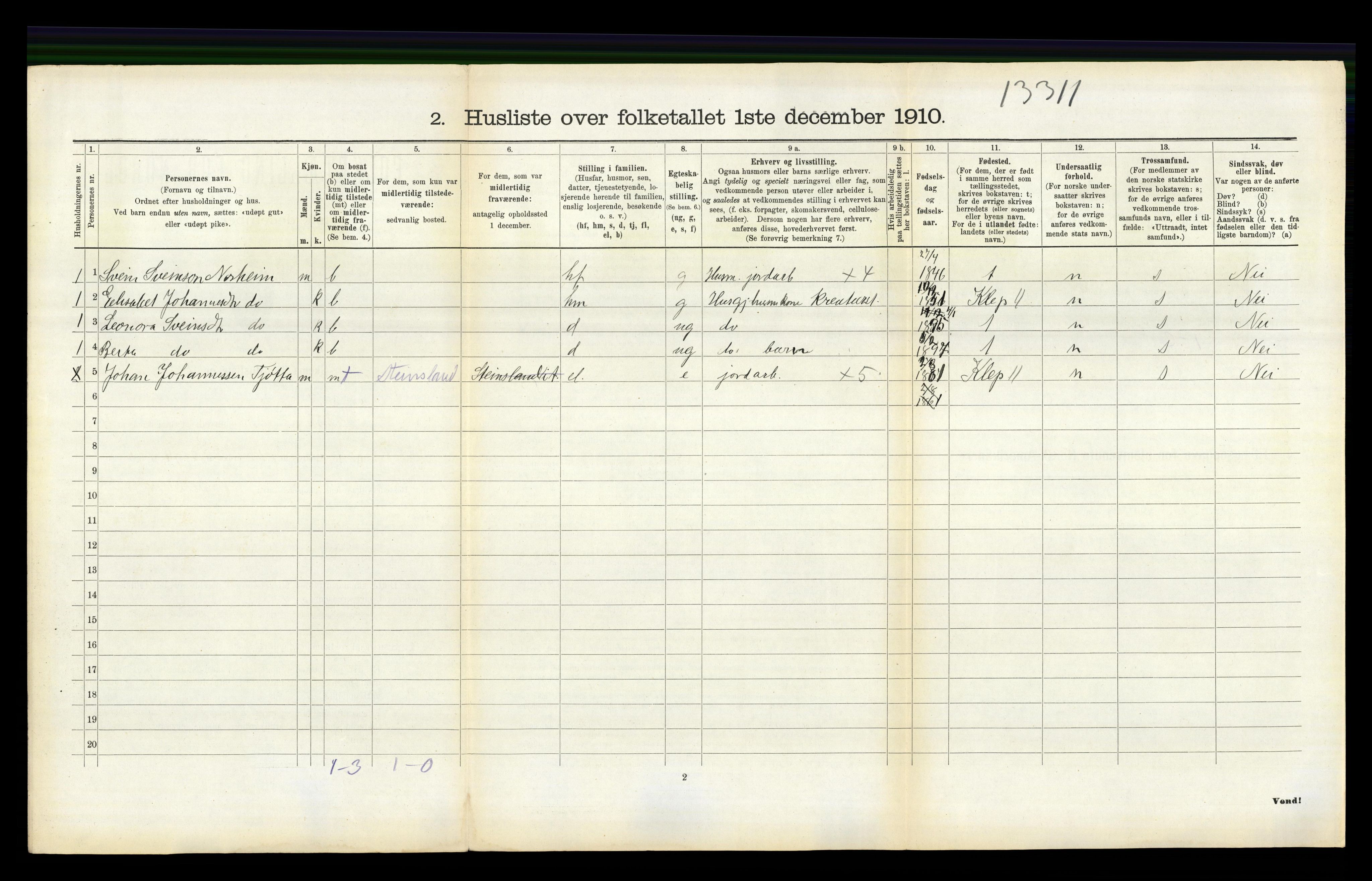 RA, Folketelling 1910 for 1121 Time herred, 1910, s. 458