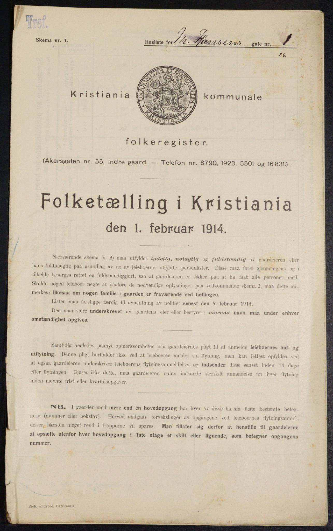 OBA, Kommunal folketelling 1.2.1914 for Kristiania, 1914, s. 64807