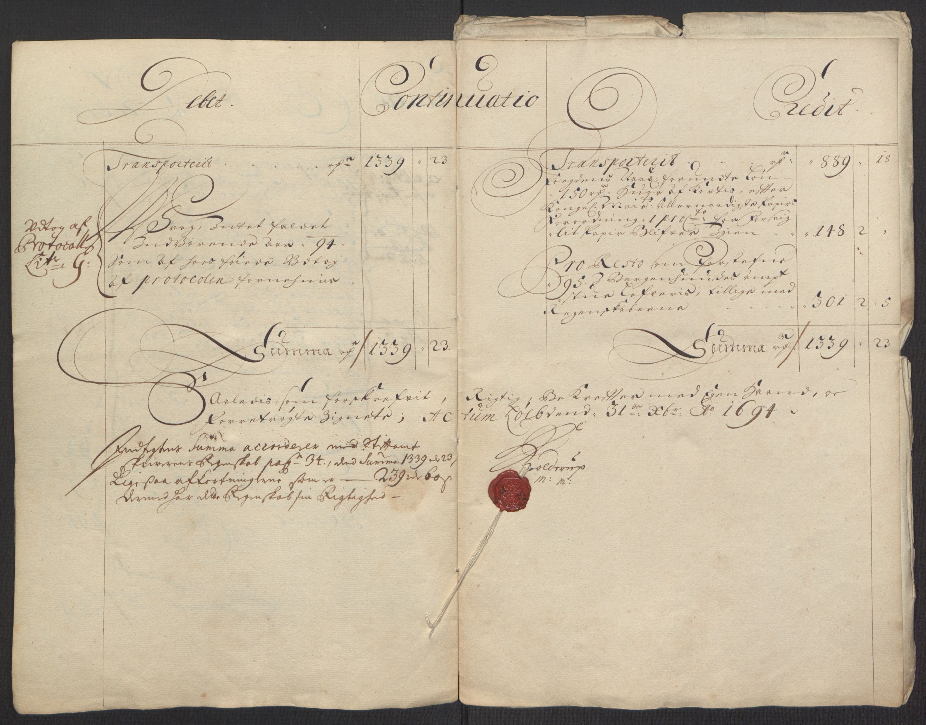 Rentekammeret inntil 1814, Reviderte regnskaper, Fogderegnskap, AV/RA-EA-4092/R66/L4578: Fogderegnskap Salten, 1694-1696, s. 9