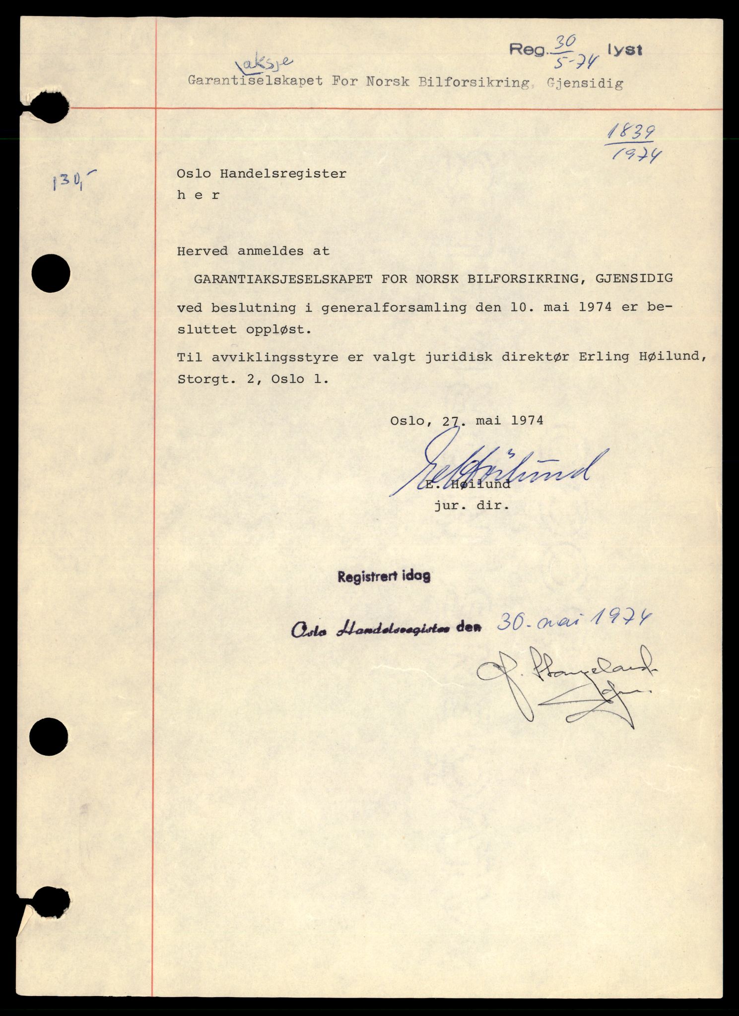 Oslo byfogd, Handelsregisteret, SAT/A-10867/G/Gb/Gba/L0093: Aksjeselskap, Gar-Gg, 1944-1990