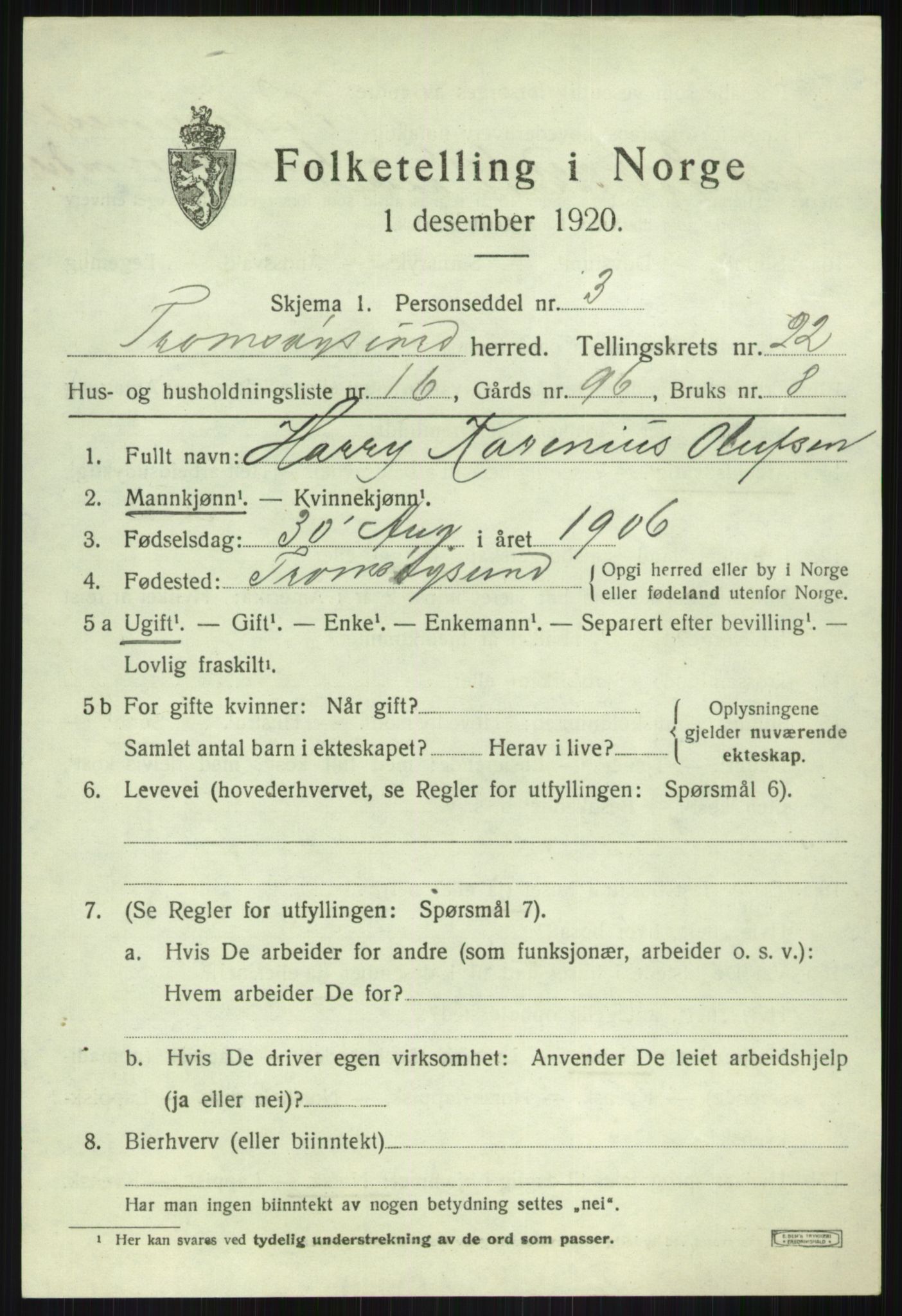 SATØ, Folketelling 1920 for 1934 Tromsøysund herred, 1920, s. 11494