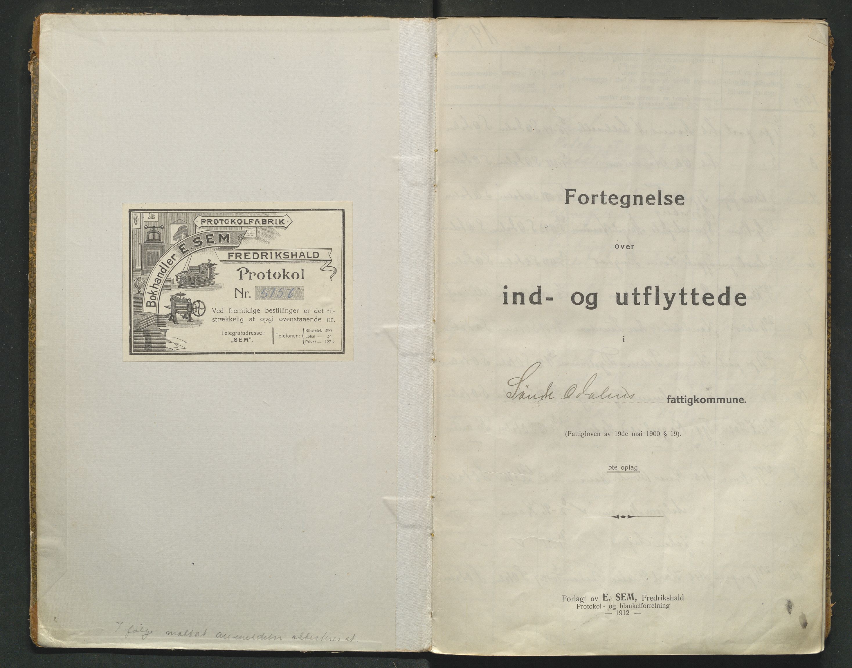 Sør-Odal lensmannskontor, AV/SAH-LHS-022/N/Na/L0001/0002: Protokoller over inn- og utflyttede / Protokoll over inn- og utflyttede, 1913-1920