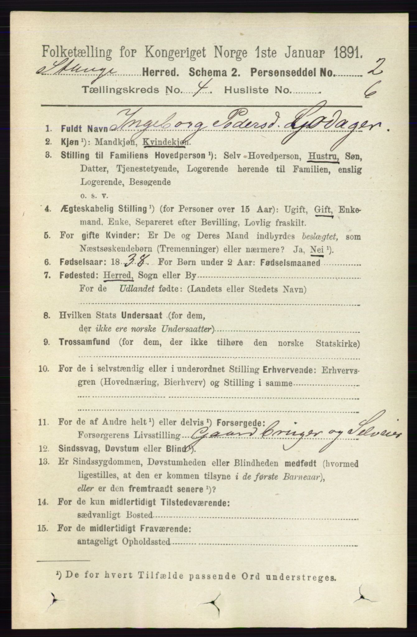RA, Folketelling 1891 for 0417 Stange herred, 1891, s. 2386