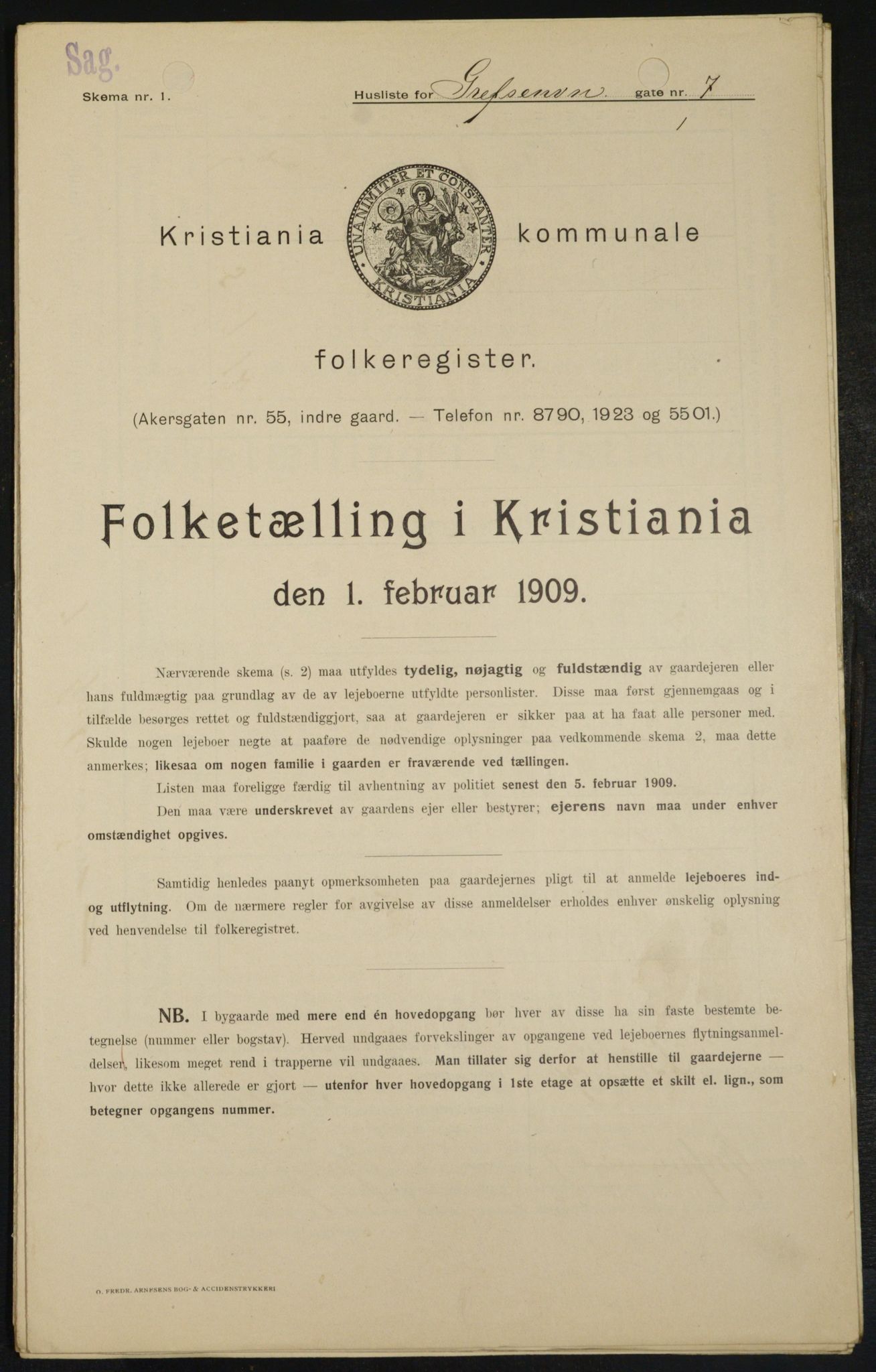 OBA, Kommunal folketelling 1.2.1909 for Kristiania kjøpstad, 1909, s. 26794