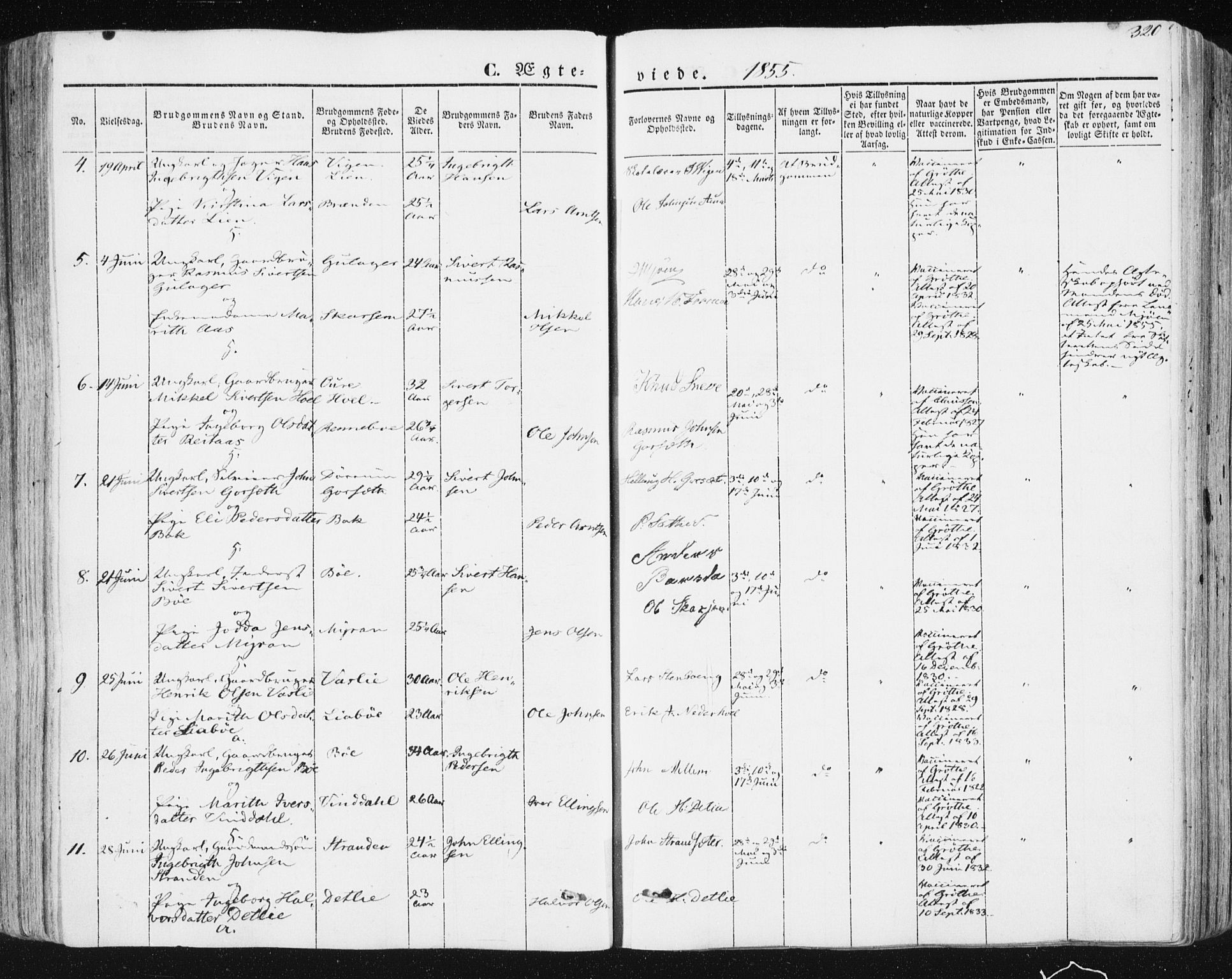 Ministerialprotokoller, klokkerbøker og fødselsregistre - Sør-Trøndelag, AV/SAT-A-1456/678/L0899: Ministerialbok nr. 678A08, 1848-1872, s. 320