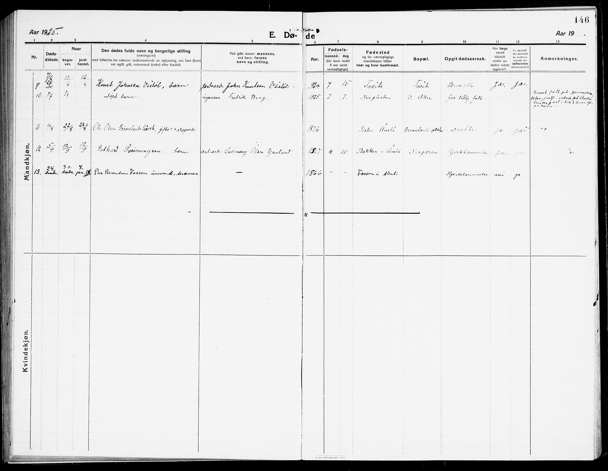 Åmli sokneprestkontor, SAK/1111-0050/F/Fa/Fac/L0013: Ministerialbok nr. A 13, 1914-1933, s. 146