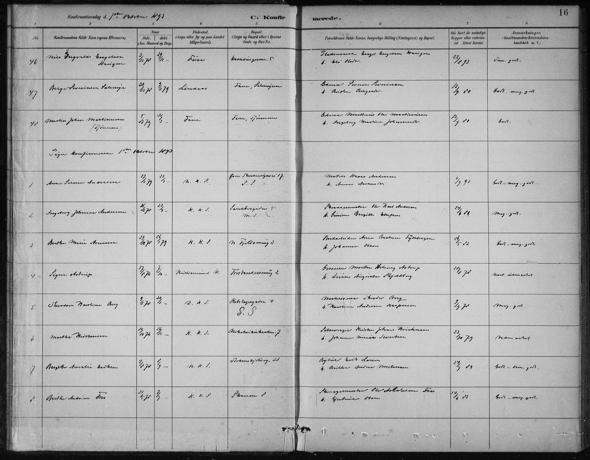 Korskirken sokneprestembete, SAB/A-76101/H/Hab: Klokkerbok nr. C 4, 1893-1905, s. 16