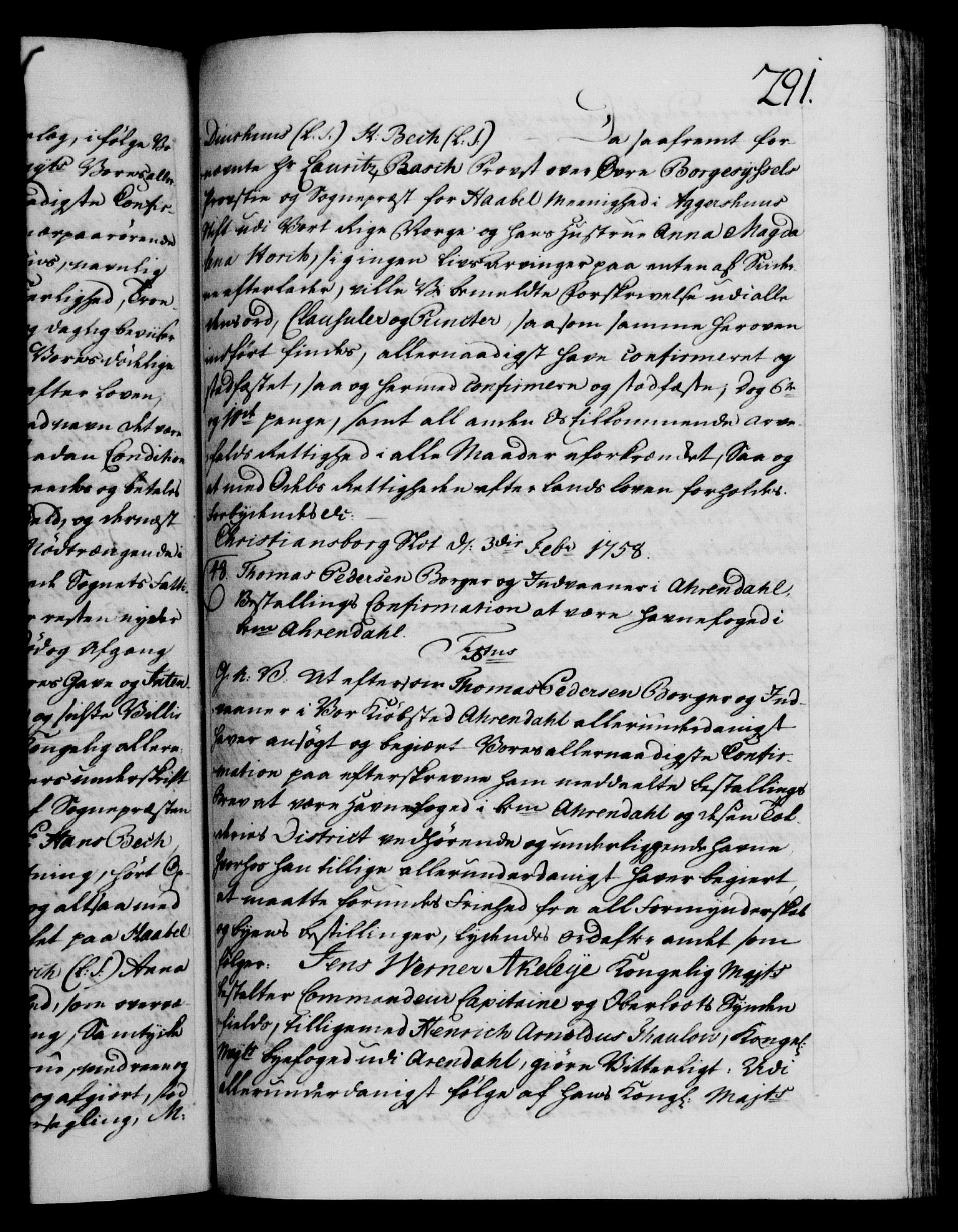 Danske Kanselli 1572-1799, RA/EA-3023/F/Fc/Fca/Fcaa/L0040: Norske registre, 1757-1759, s. 291a