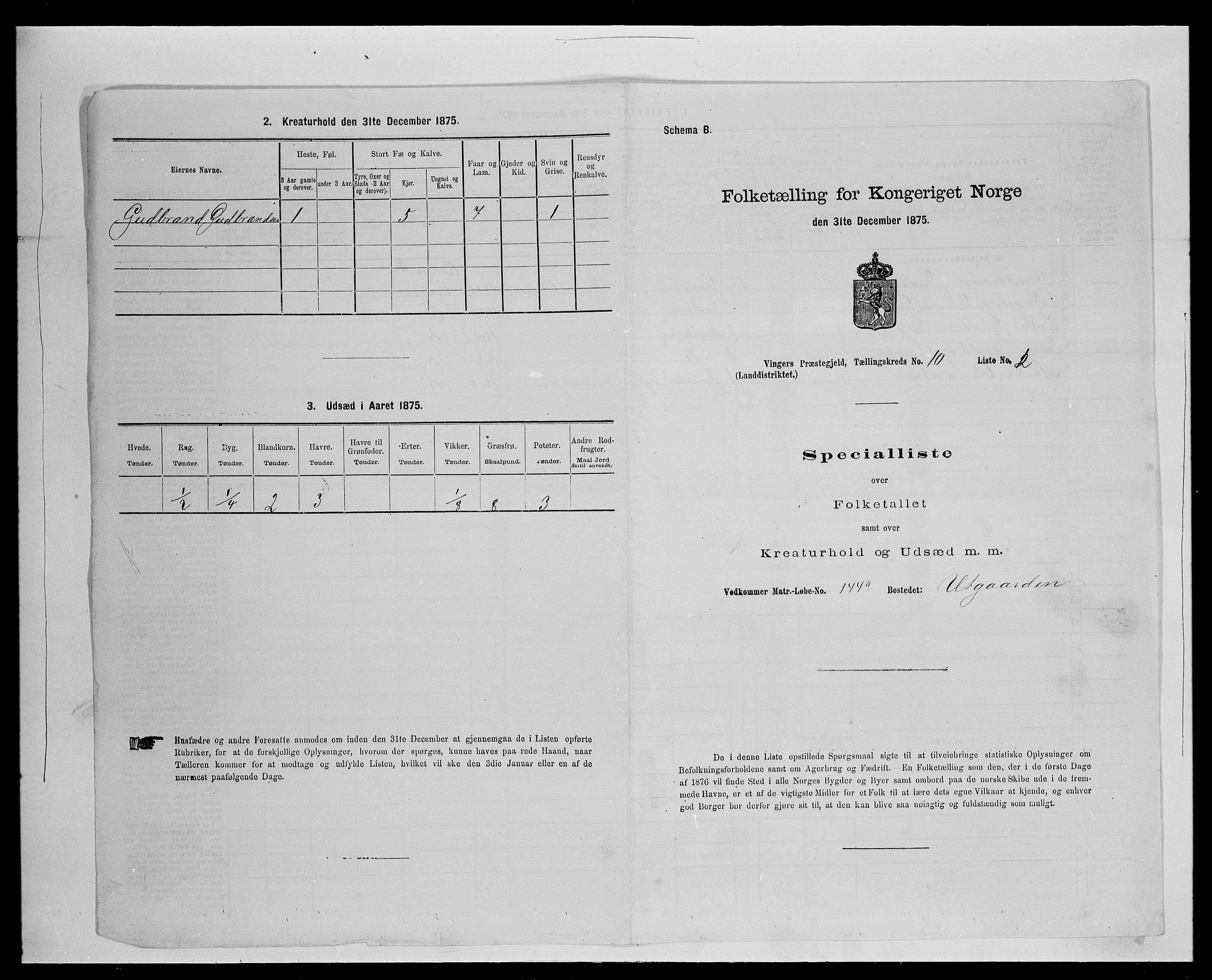 SAH, Folketelling 1875 for 0421L Vinger prestegjeld, Vinger sokn og Austmarka sokn, 1875, s. 1602