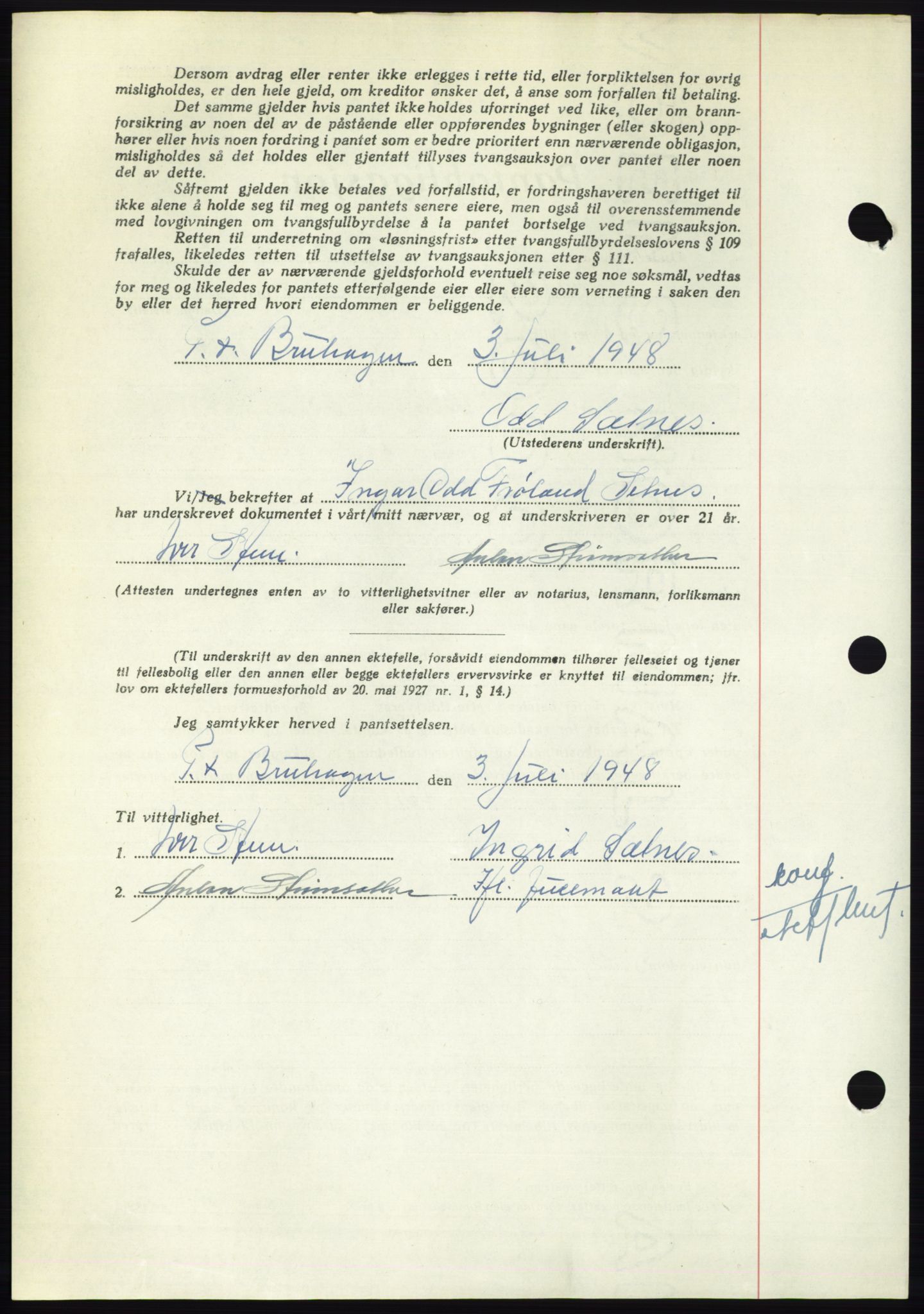 Nordmøre sorenskriveri, AV/SAT-A-4132/1/2/2Ca: Pantebok nr. B99, 1948-1948, Dagboknr: 2108/1948