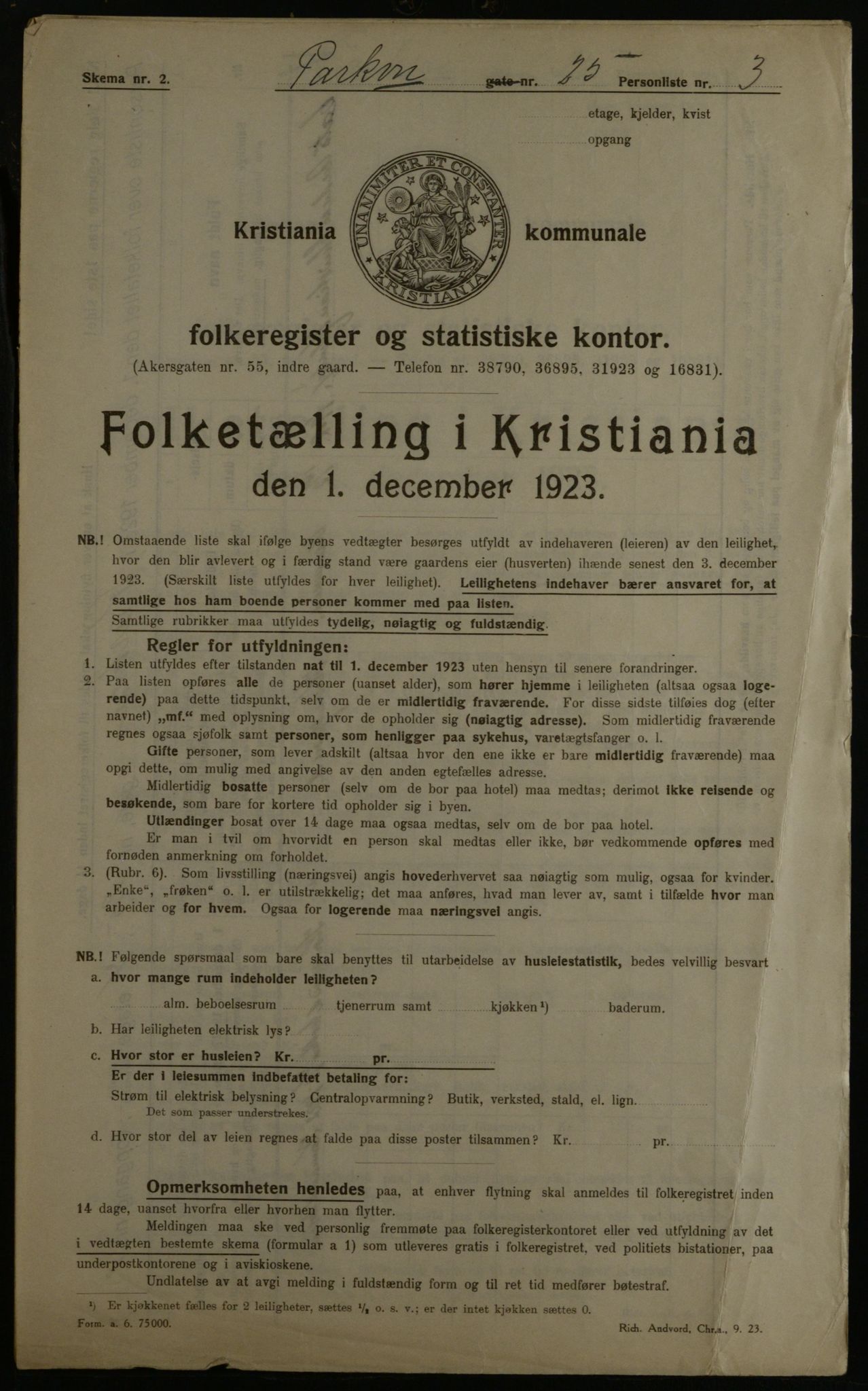 OBA, Kommunal folketelling 1.12.1923 for Kristiania, 1923, s. 86140