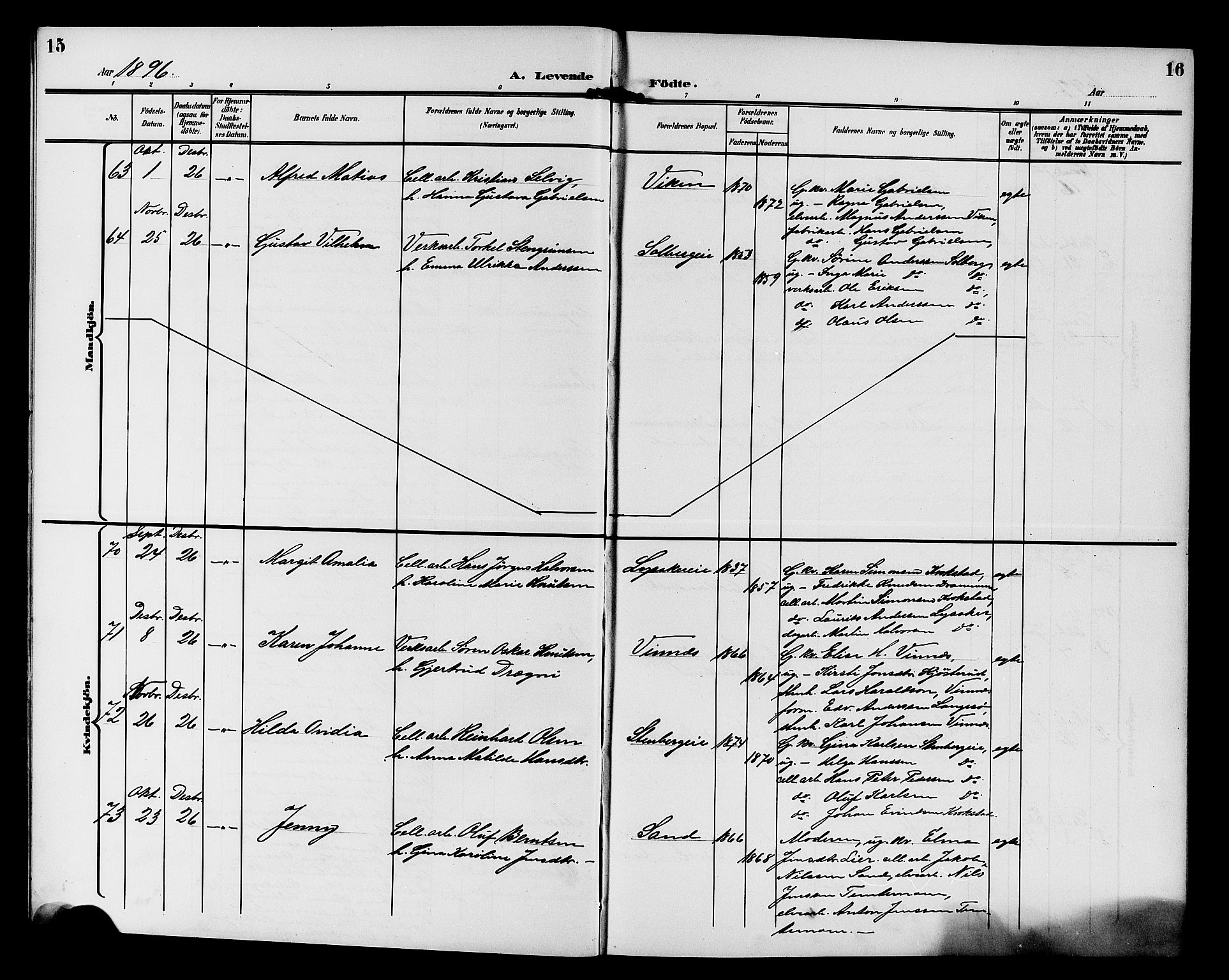 Nedre Eiker kirkebøker, AV/SAKO-A-612/G/Ga/L0003: Klokkerbok nr. 3, 1896-1905, s. 15-16