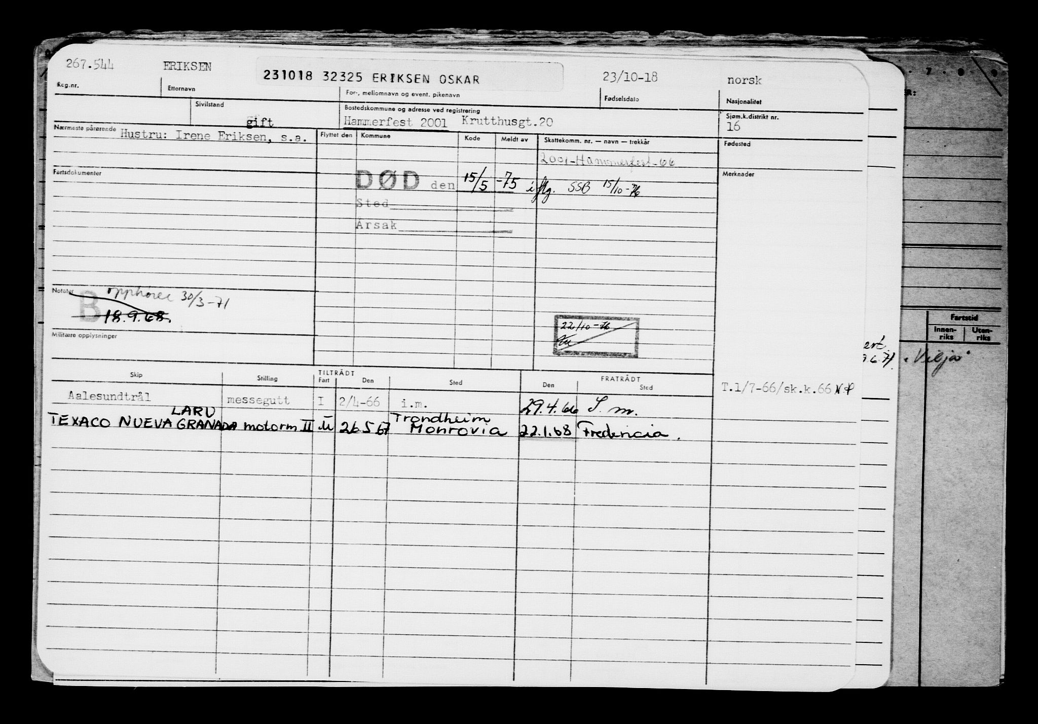 Direktoratet for sjømenn, AV/RA-S-3545/G/Gb/L0163: Hovedkort, 1918, s. 476