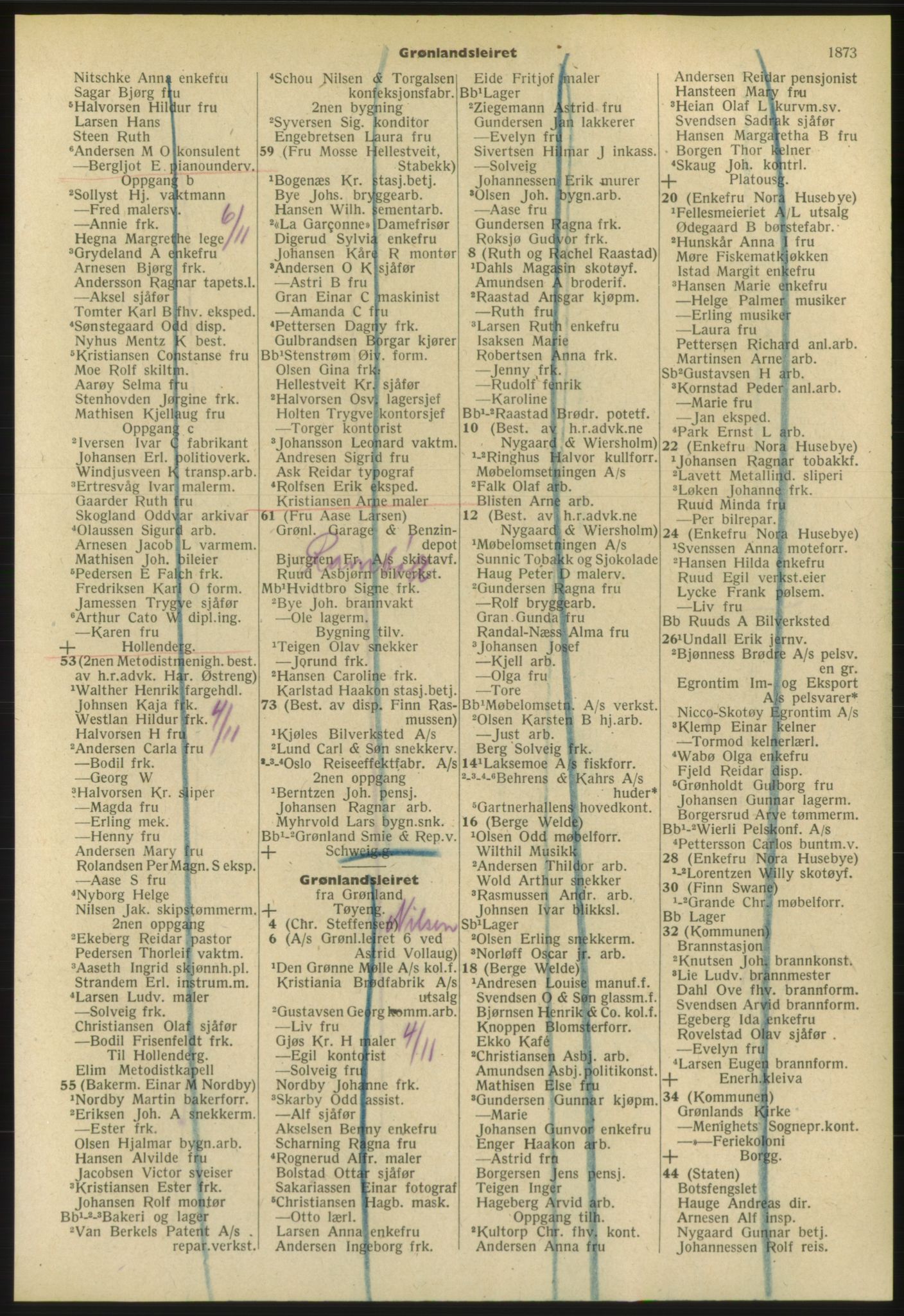 Kristiania/Oslo adressebok, PUBL/-, 1953, s. 1873