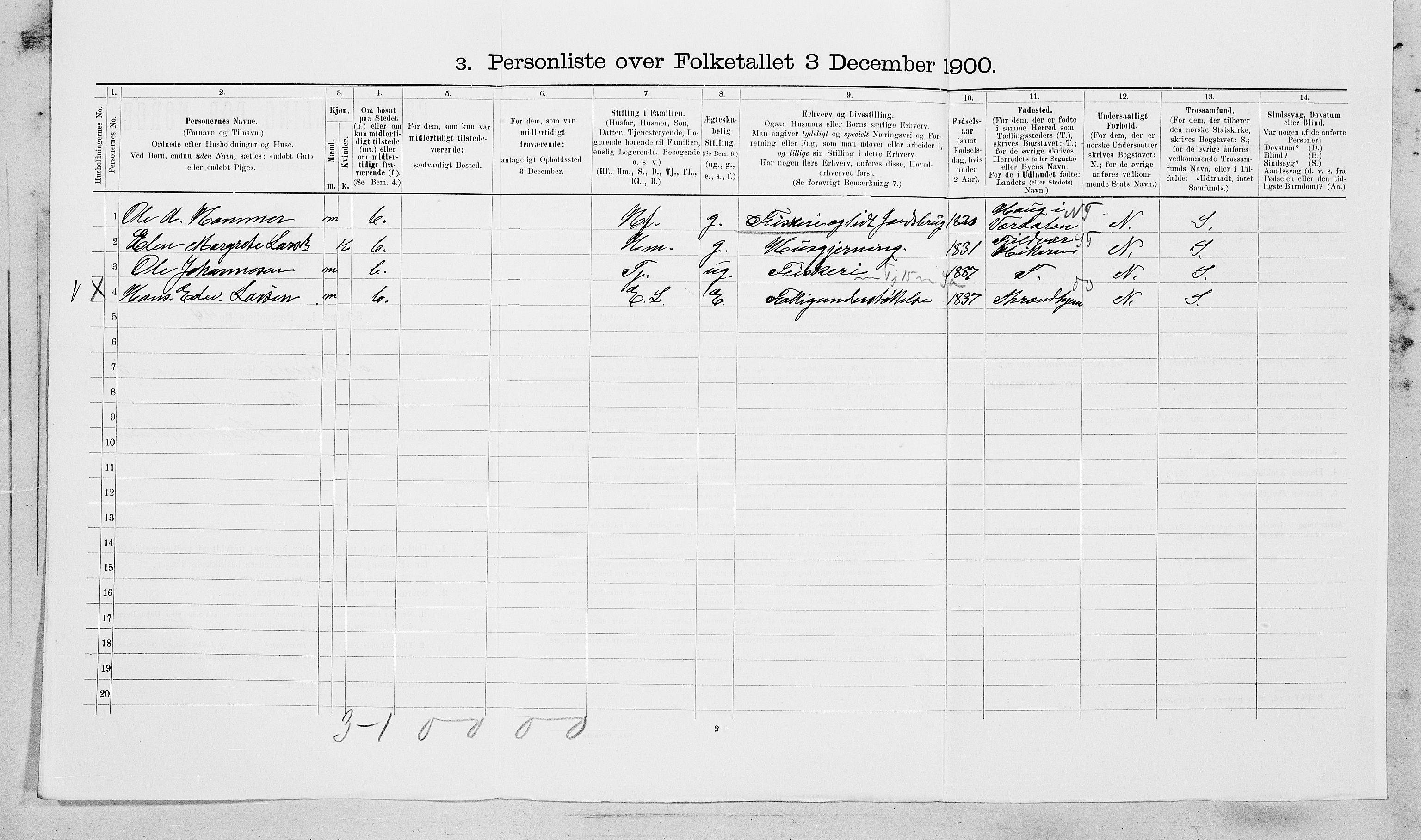 SAT, Folketelling 1900 for 1619 Frøya herred, 1900, s. 884