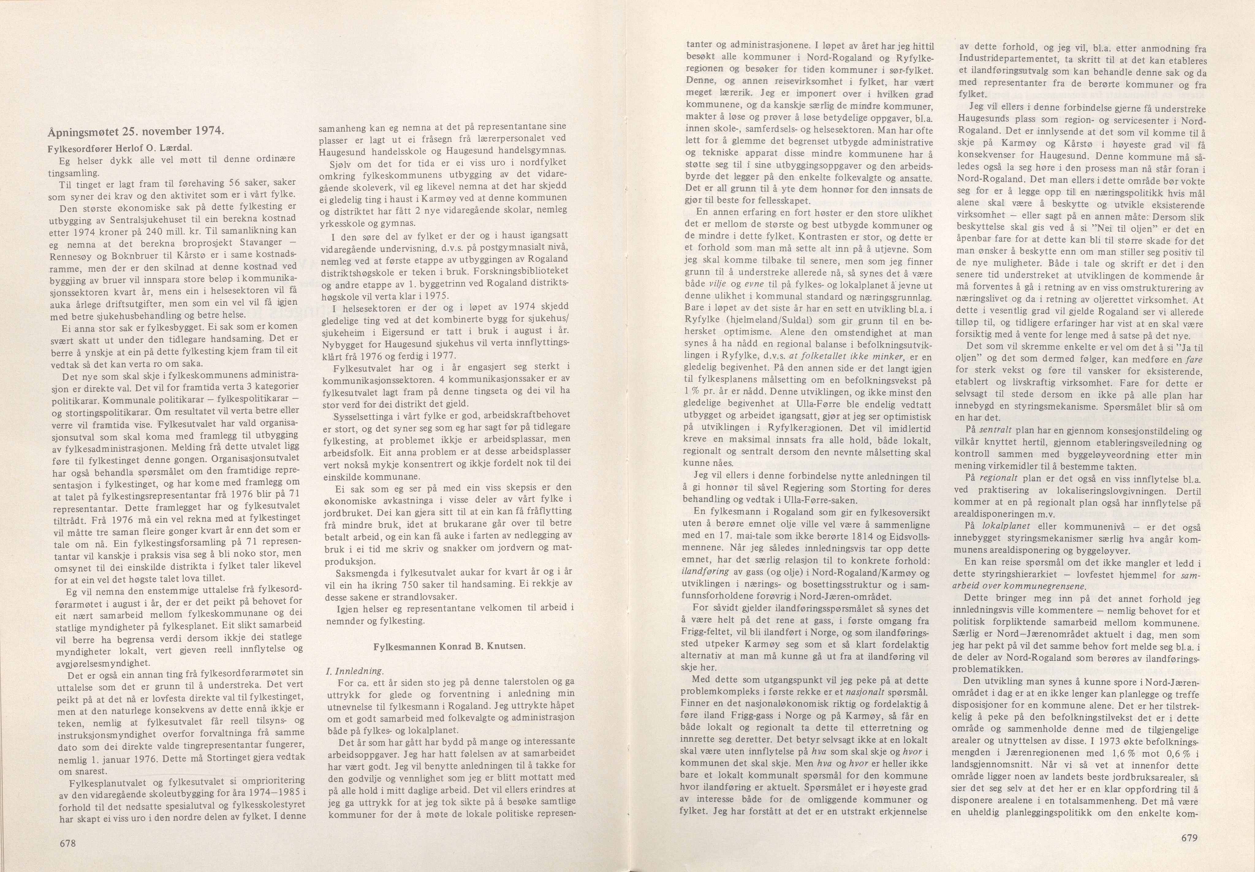 Rogaland fylkeskommune - Fylkesrådmannen , IKAR/A-900/A/Aa/Aaa/L0094: Møtebok , 1974, s. 678-679