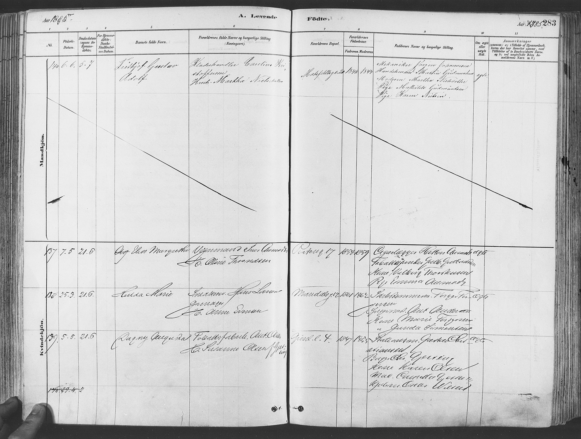 Grønland prestekontor Kirkebøker, SAO/A-10848/F/Fa/L0007: Ministerialbok nr. 7, 1878-1888, s. 283