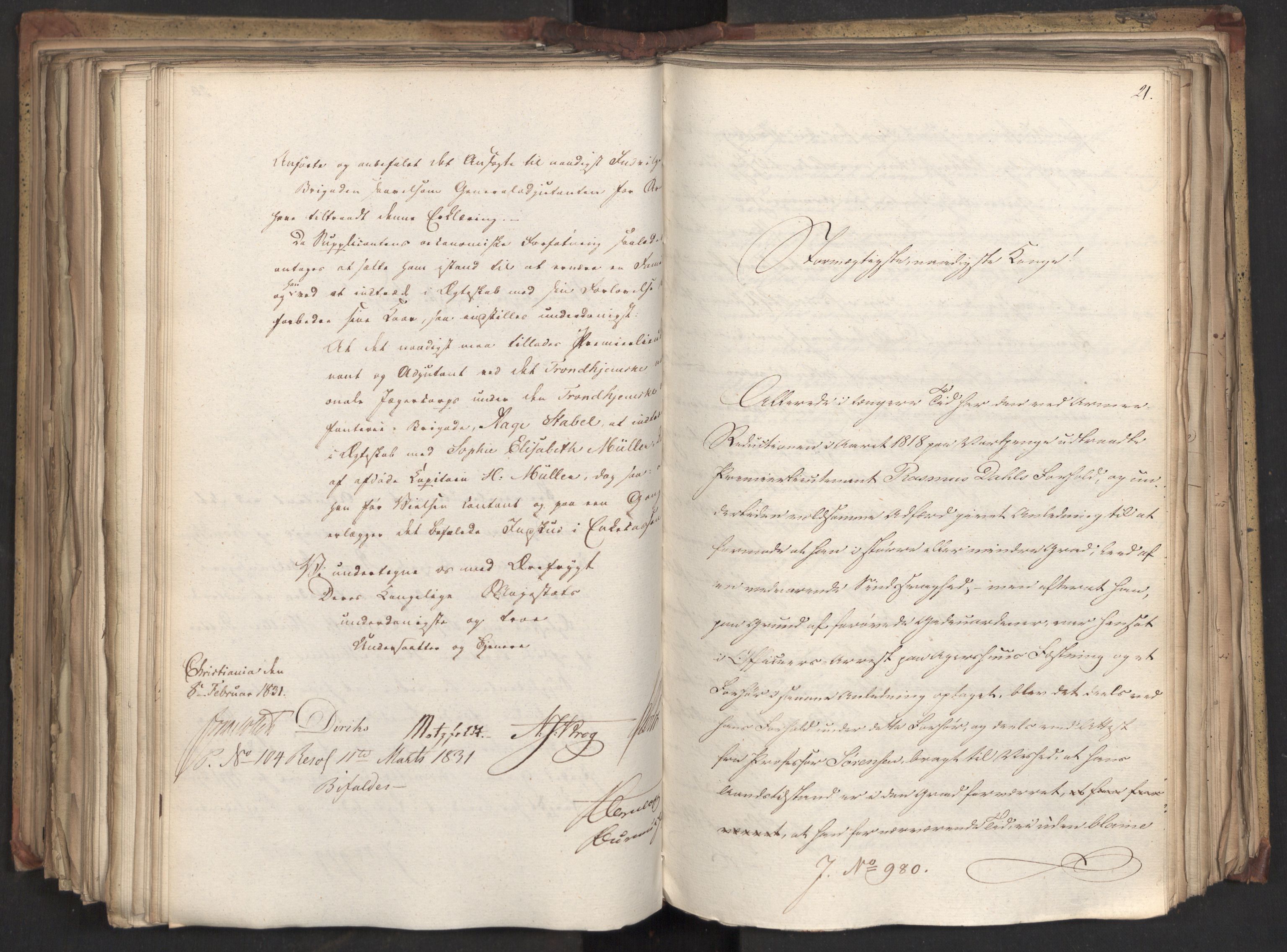 Statsrådsavdelingen i Stockholm, AV/RA-S-1003/D/Da/L0069: Regjeringsinnstillinger nr. 877-1046, 1831, s. 372