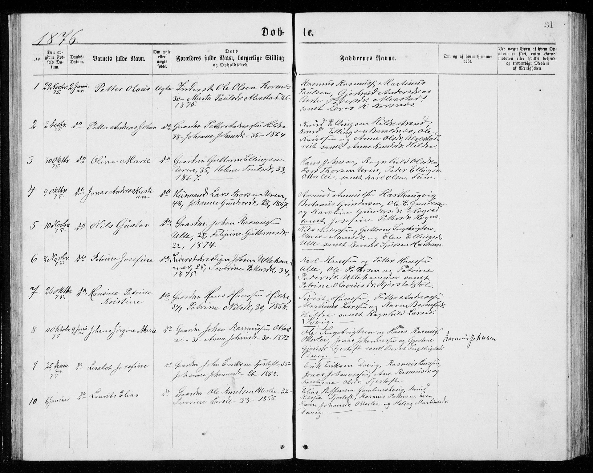 Ministerialprotokoller, klokkerbøker og fødselsregistre - Møre og Romsdal, AV/SAT-A-1454/536/L0509: Klokkerbok nr. 536C04, 1871-1881, s. 31