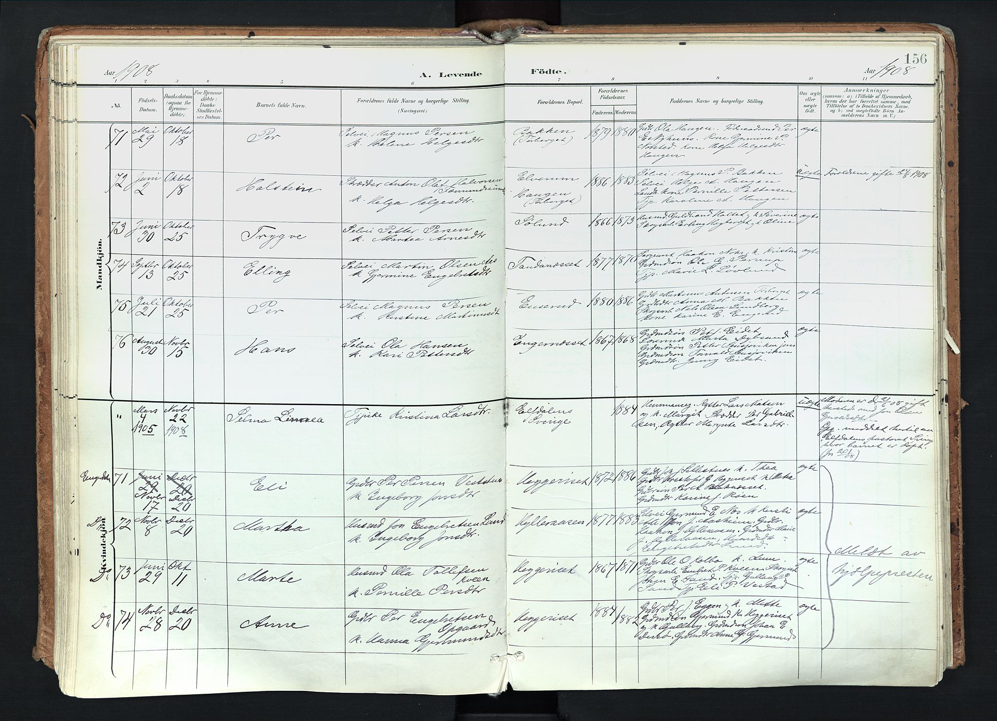 Trysil prestekontor, AV/SAH-PREST-046/H/Ha/Haa/L0012: Ministerialbok nr. 12, 1898-1917, s. 156