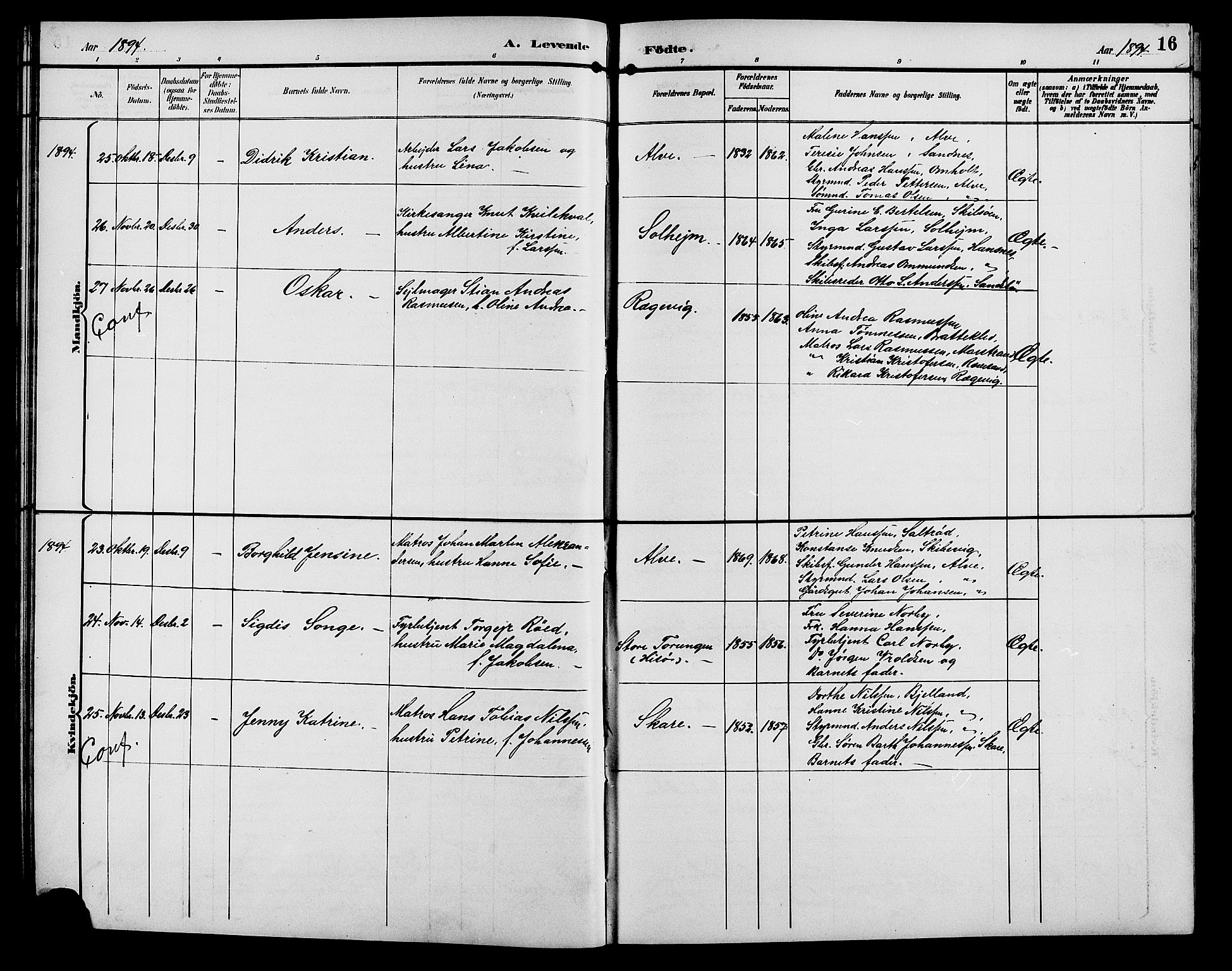 Tromøy sokneprestkontor, AV/SAK-1111-0041/F/Fb/L0006: Klokkerbok nr. B 6, 1892-1907, s. 16