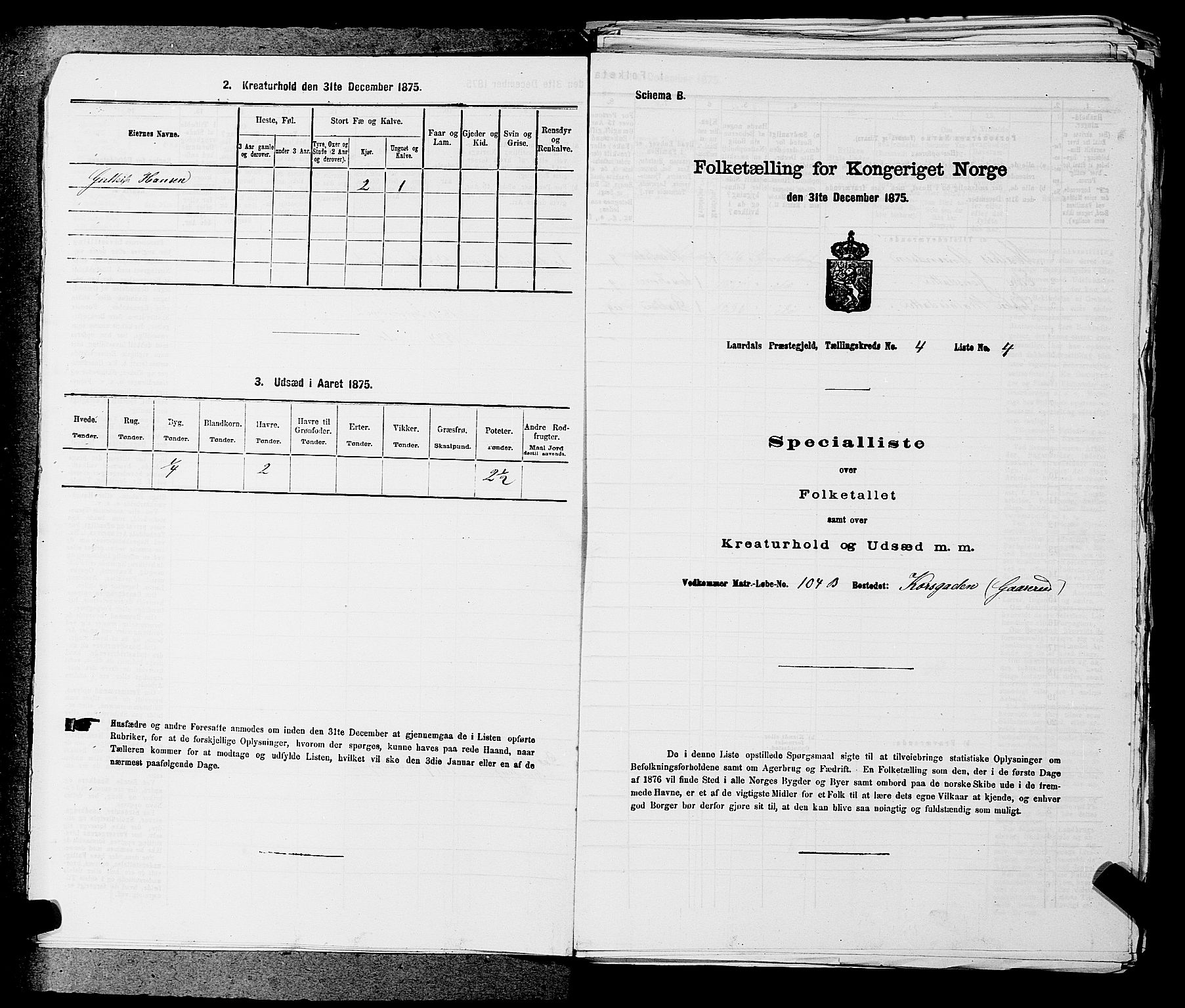 SAKO, Folketelling 1875 for 0728P Lardal prestegjeld, 1875, s. 522