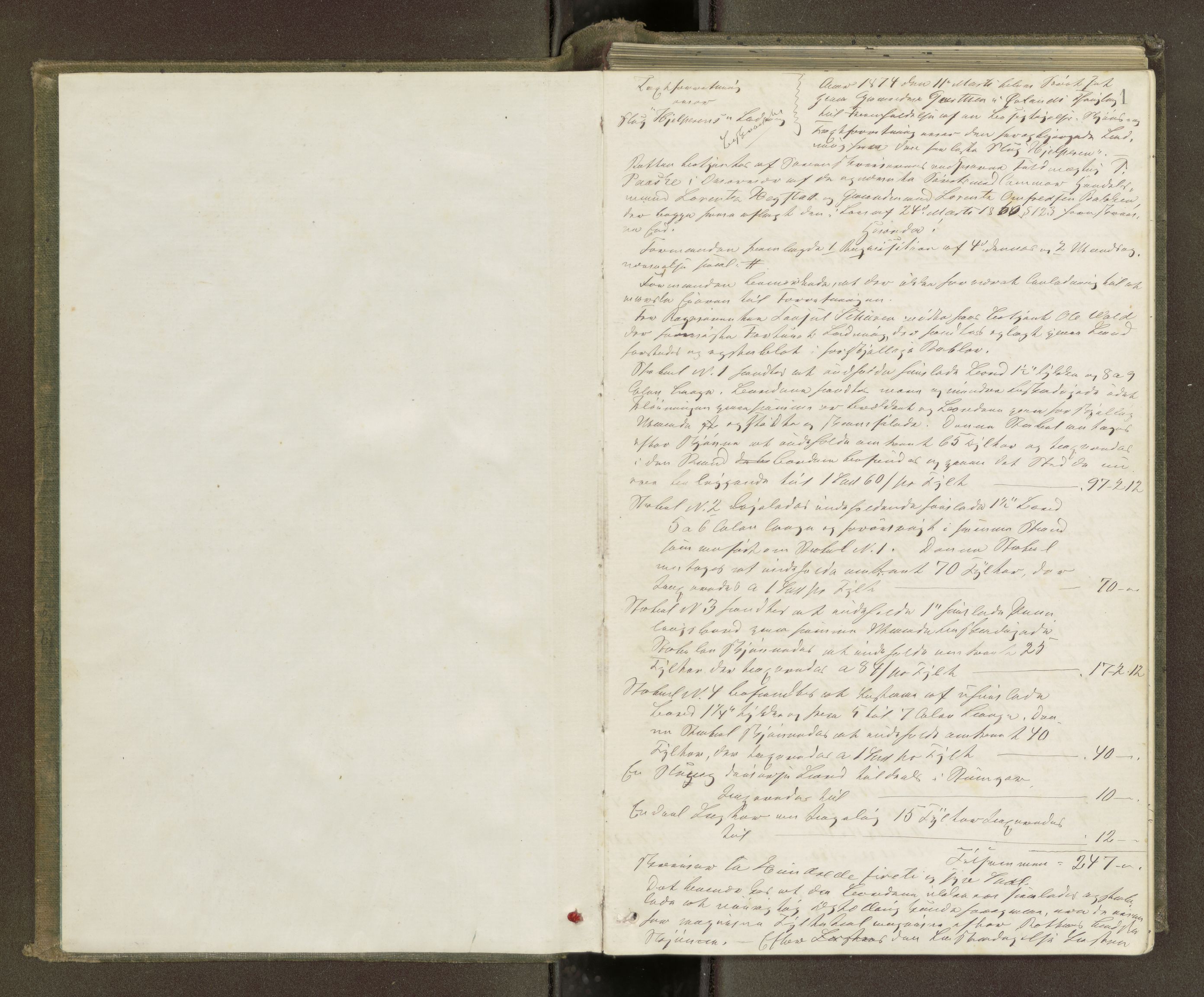 Fosen sorenskriveri, AV/SAT-A-1107/1/1/1B/L0021: Ekstrarettsprotokoll, 1874-1878, s. 1a