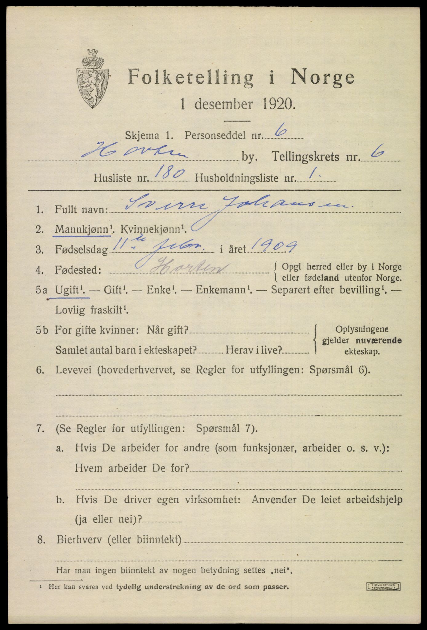 SAKO, Folketelling 1920 for 0703 Horten kjøpstad, 1920, s. 25435
