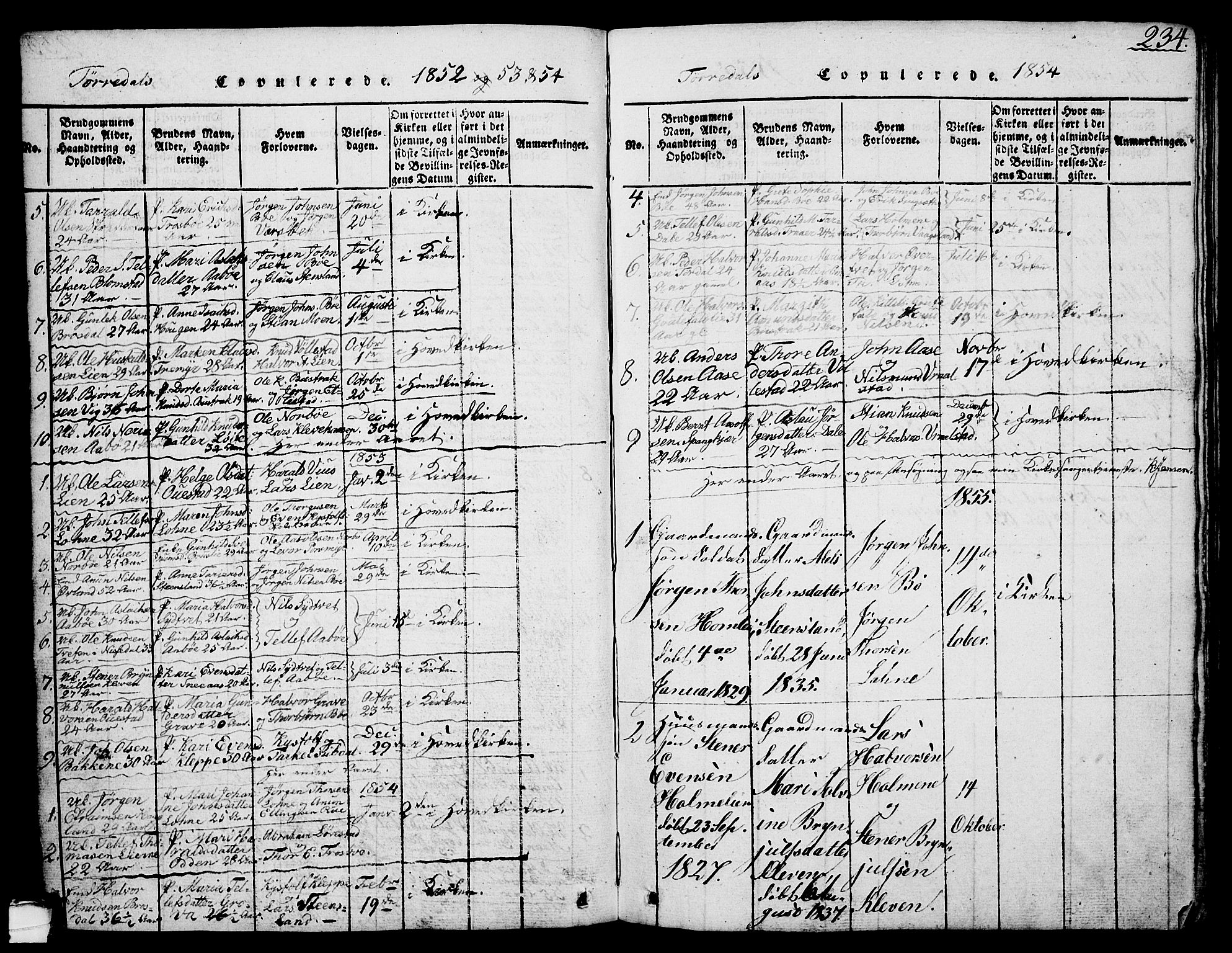 Drangedal kirkebøker, AV/SAKO-A-258/G/Ga/L0001: Klokkerbok nr. I 1 /2, 1814-1856, s. 234