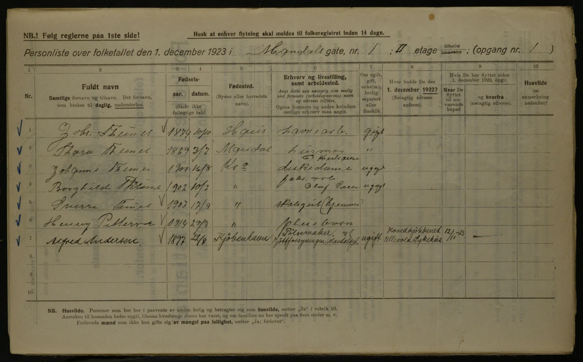 OBA, Kommunal folketelling 1.12.1923 for Kristiania, 1923, s. 66838