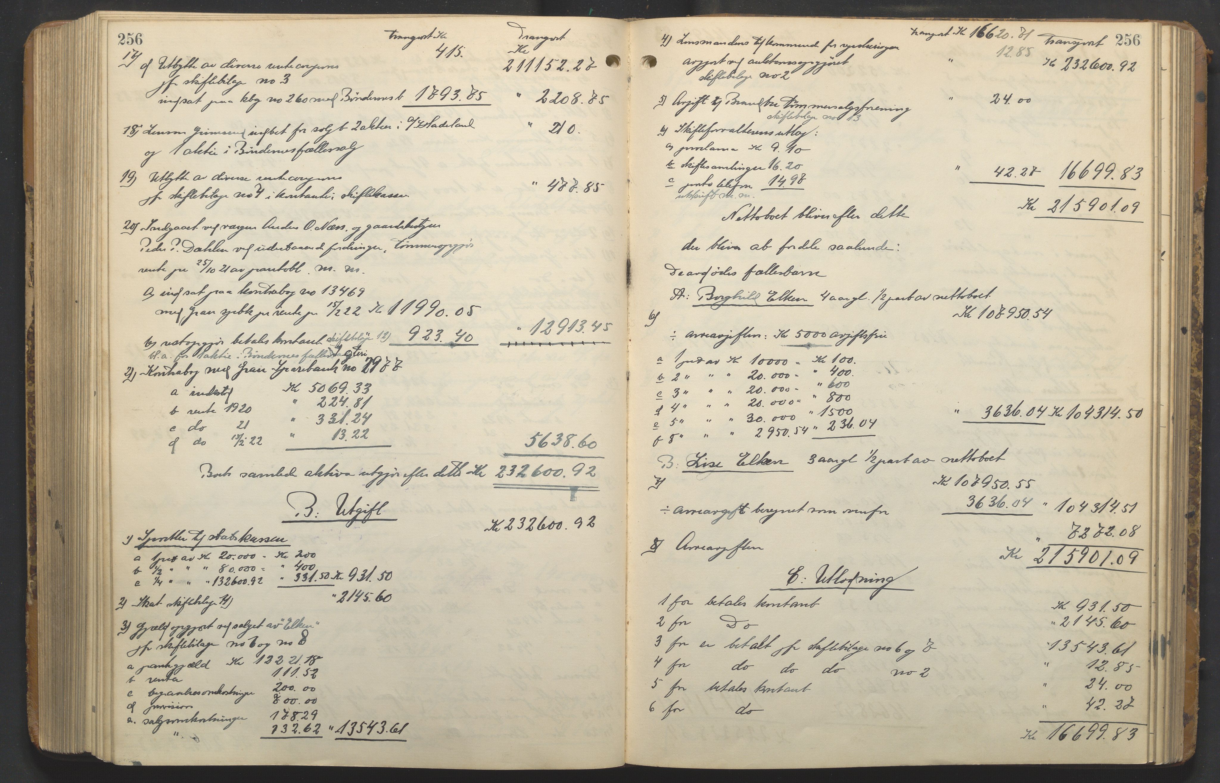 Hadeland og Land tingrett, AV/SAH-TING-010/J/Jd/L0005: Skifteutlodningsprotokoll, 1913-1924, s. 256