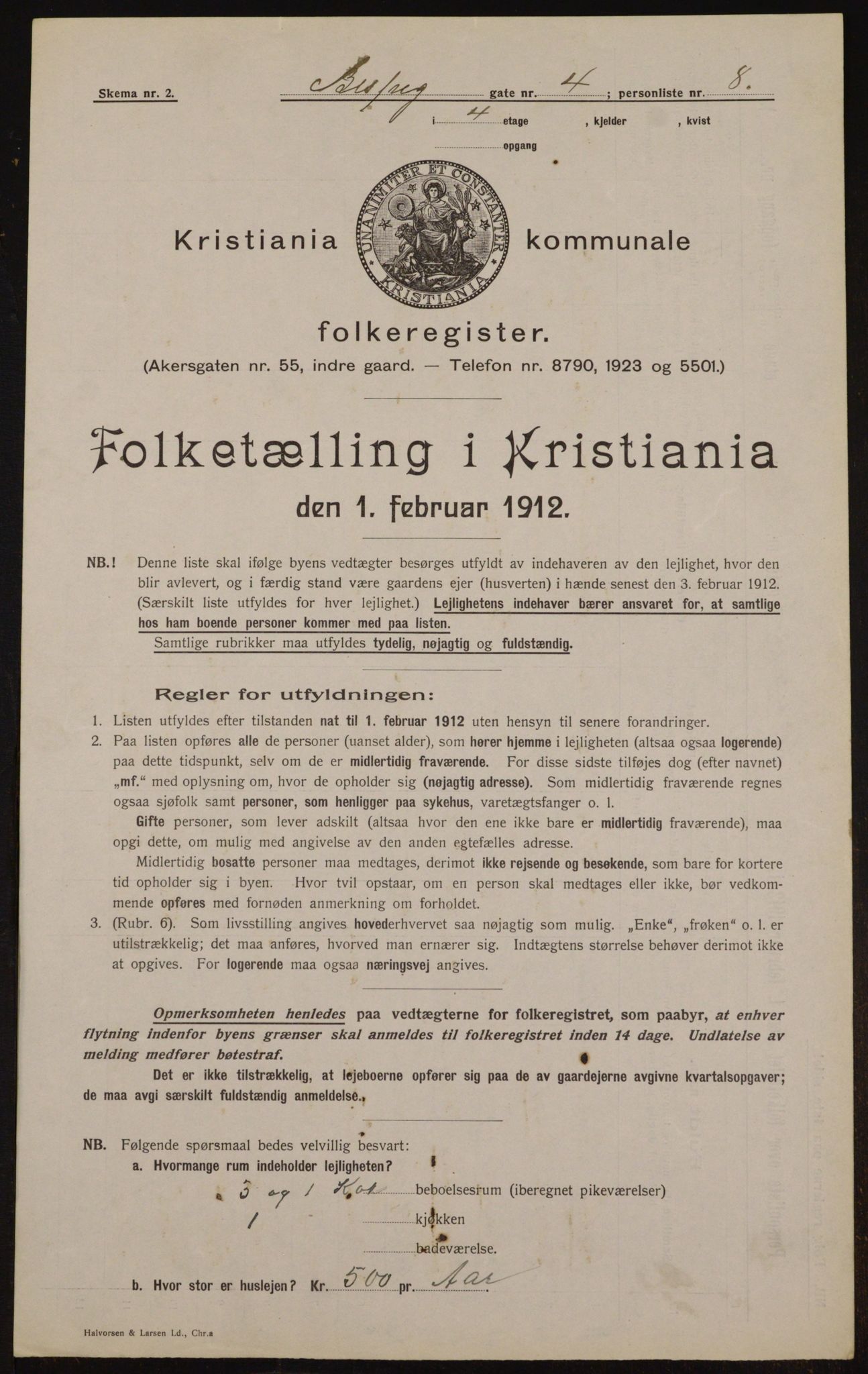 OBA, Kommunal folketelling 1.2.1912 for Kristiania, 1912, s. 5233