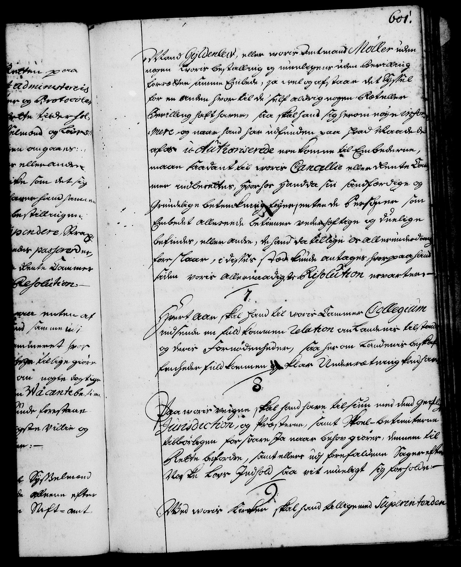 Rentekammeret, Kammerkanselliet, RA/EA-3111/G/Gg/Ggi/L0001: Norsk instruksjonsprotokoll med register (merket RK 53.34), 1720-1729, s. 601