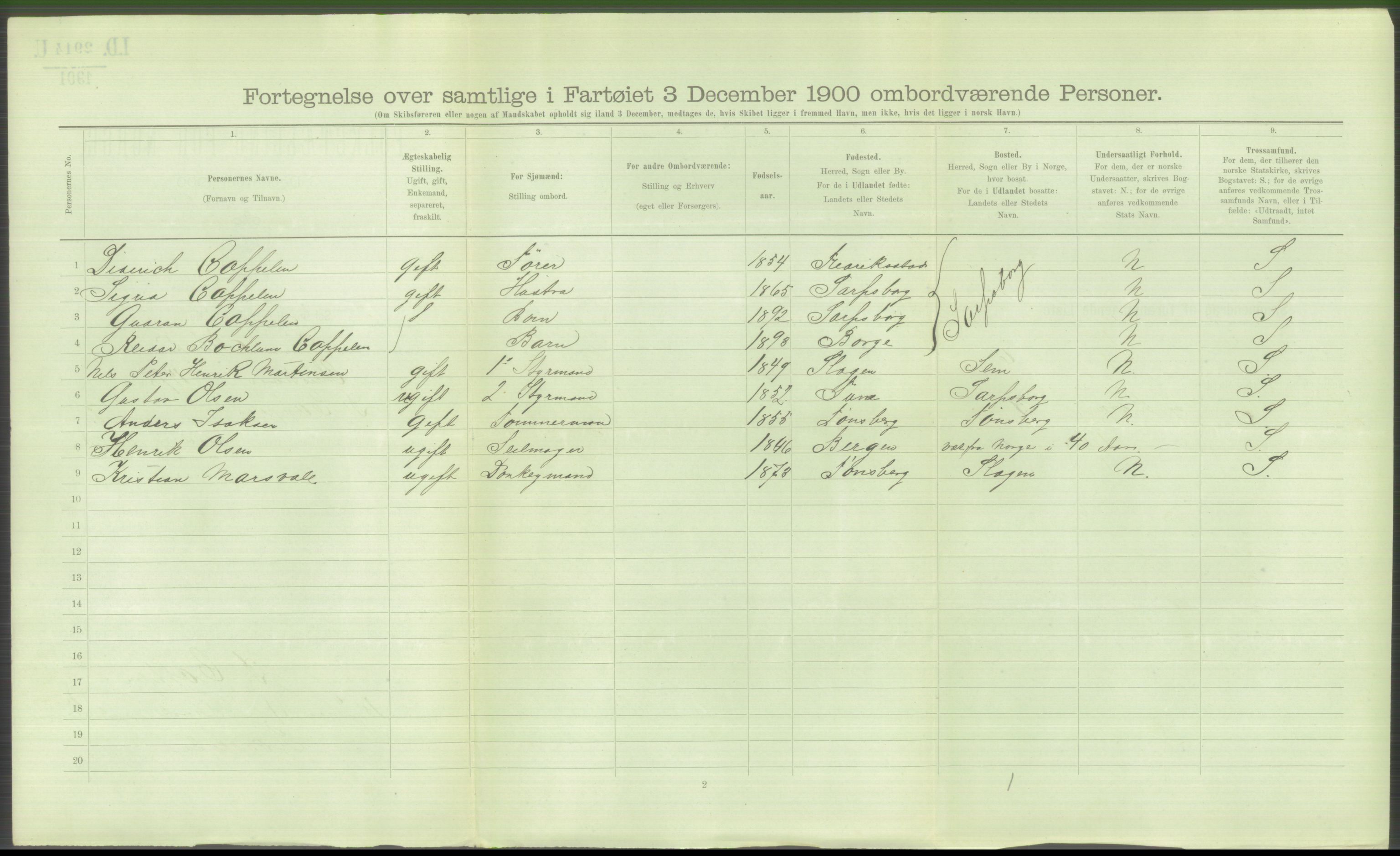 RA, Folketelling 1900 - skipslister med personlister for skip i norske havner, utenlandske havner og til havs, 1900, s. 6182