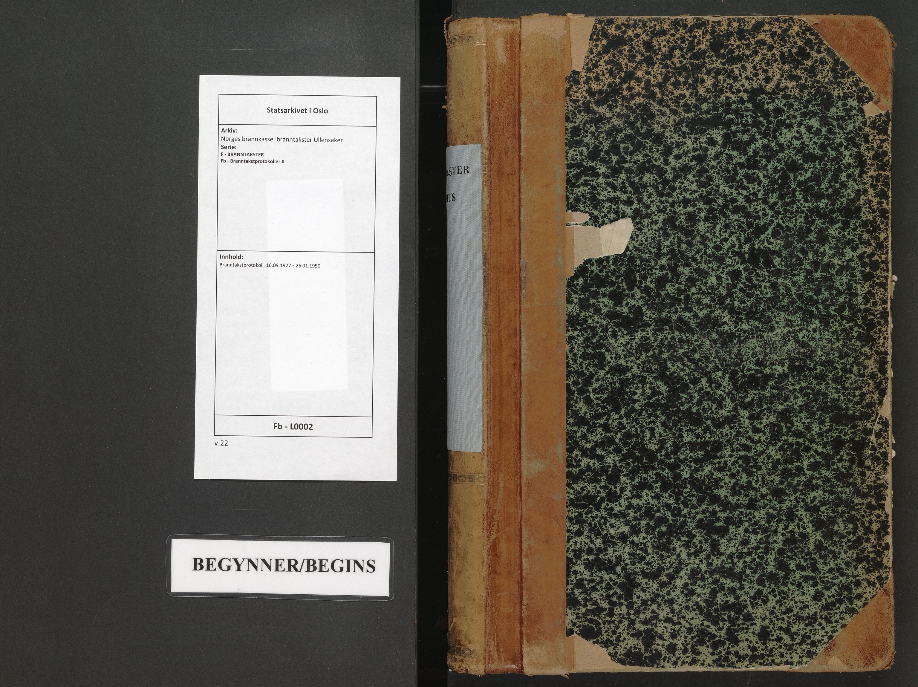 Norges brannkasse, branntakster Ullensaker, AV/SAO-A-11399/F/Fb/L0002: Branntakstprotokoll, 1927-1950