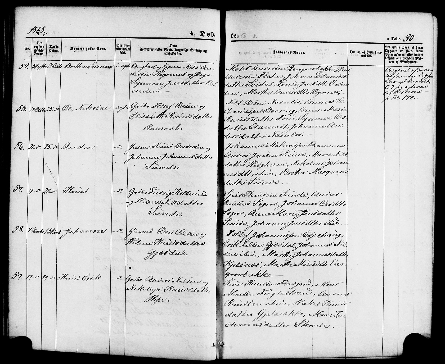 Jølster sokneprestembete, AV/SAB-A-80701/H/Haa/Haaa/L0011: Ministerialbok nr. A 11, 1866-1881, s. 30