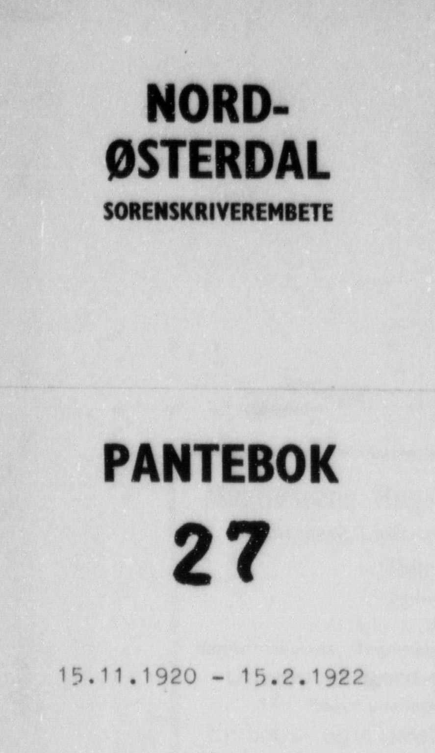 Nord-Østerdal tingrett, AV/SAH-TING-020/H/Hb/Hba/L0027: Pantebok nr. 27, 1920-1922