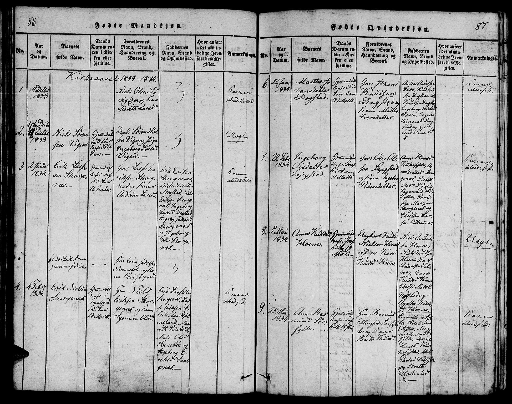 Ministerialprotokoller, klokkerbøker og fødselsregistre - Møre og Romsdal, AV/SAT-A-1454/541/L0544: Ministerialbok nr. 541A01, 1818-1847, s. 86-87