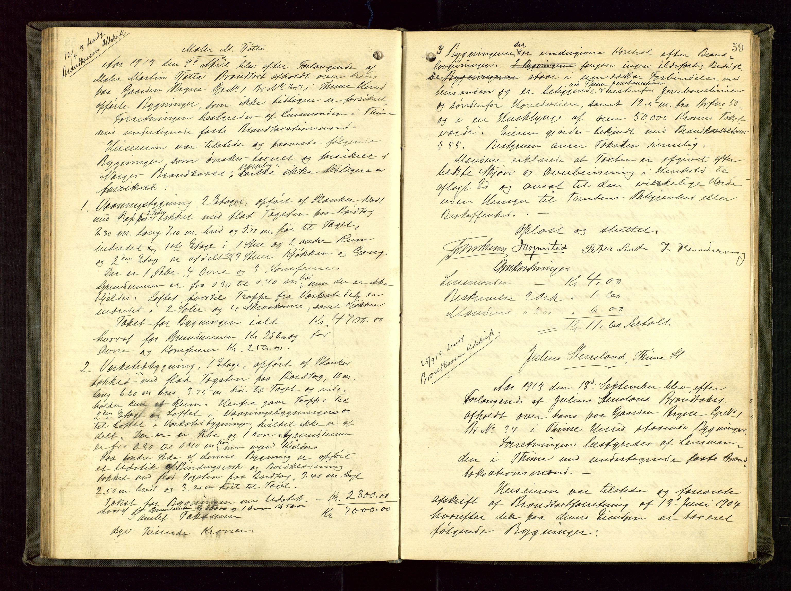 Time lensmannskontor, AV/SAST-A-100420/Goa/L0002: "Brandtakstprotokol", 1904-1920, s. 58b-59a