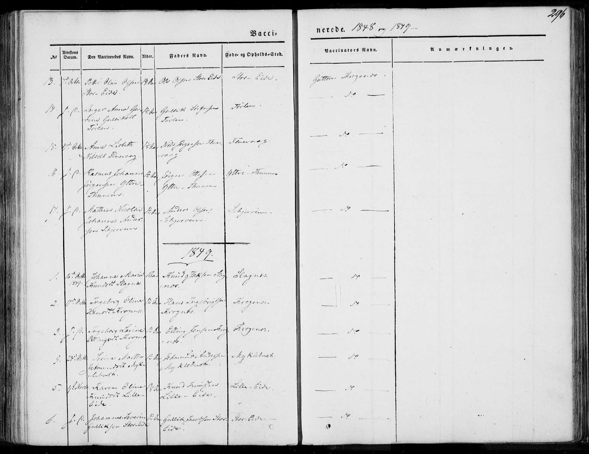 Ministerialprotokoller, klokkerbøker og fødselsregistre - Møre og Romsdal, AV/SAT-A-1454/501/L0006: Ministerialbok nr. 501A06, 1844-1868, s. 296