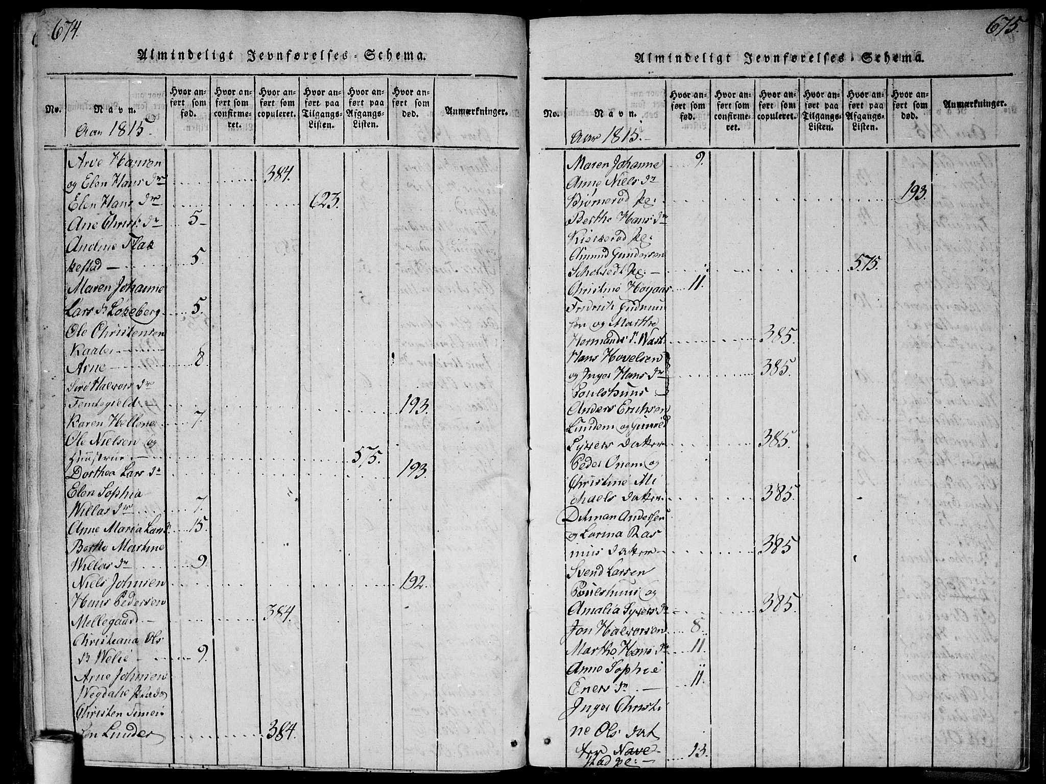 Våler prestekontor Kirkebøker, AV/SAO-A-11083/G/Ga/L0001: Klokkerbok nr. I 1, 1815-1839, s. 674-675