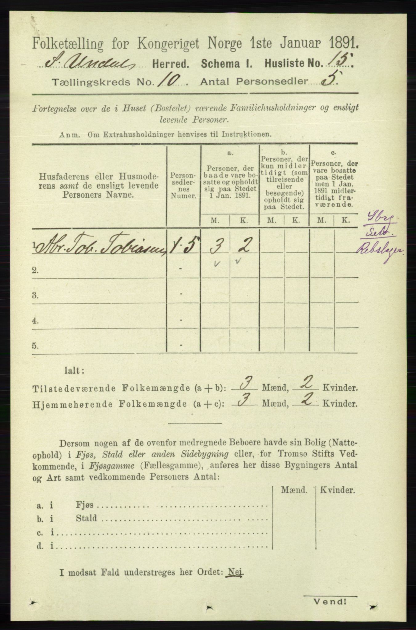 RA, Folketelling 1891 for 1029 Sør-Audnedal herred, 1891, s. 4297