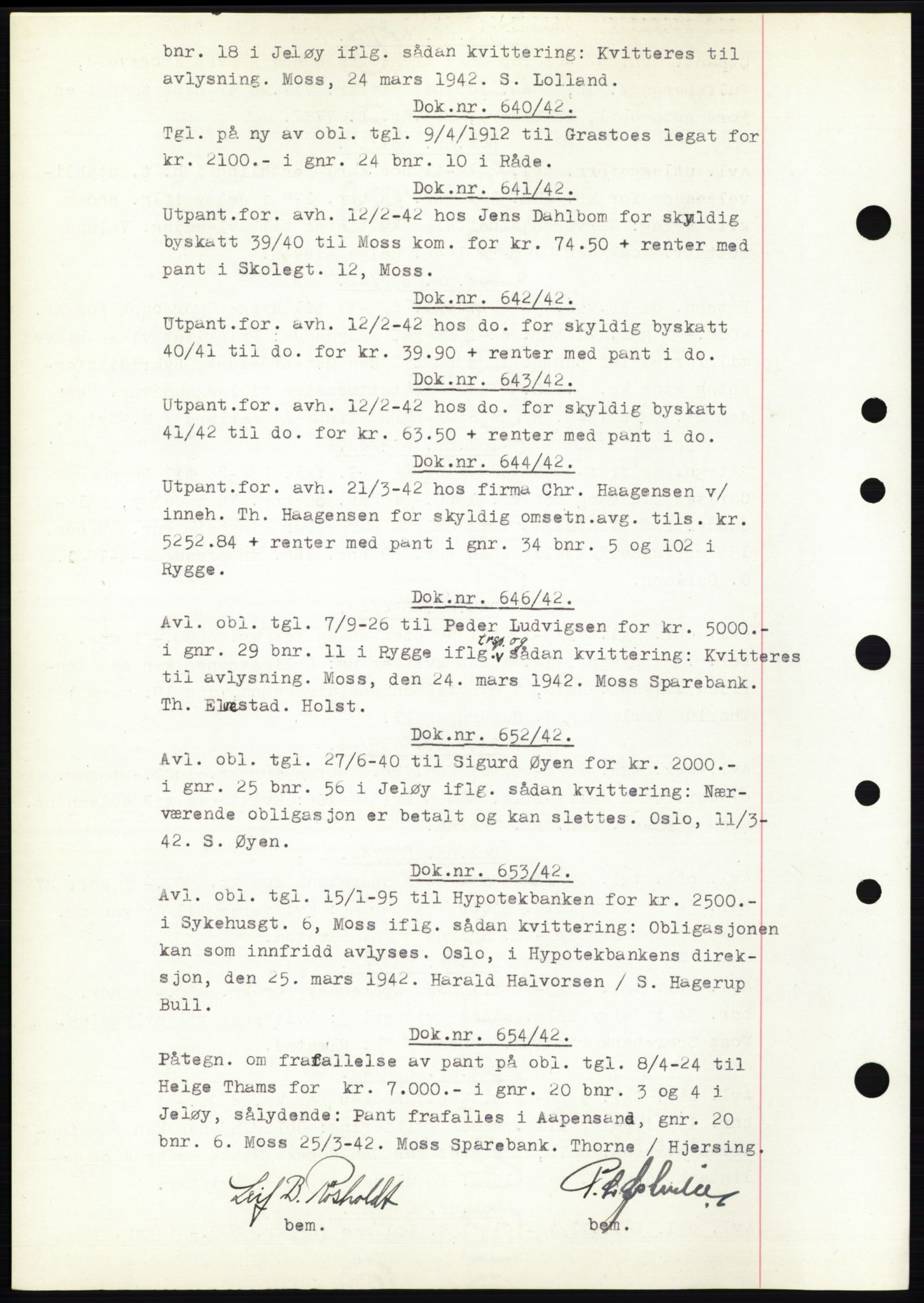 Moss sorenskriveri, SAO/A-10168: Pantebok nr. C10, 1938-1950, Dagboknr: 640/1942