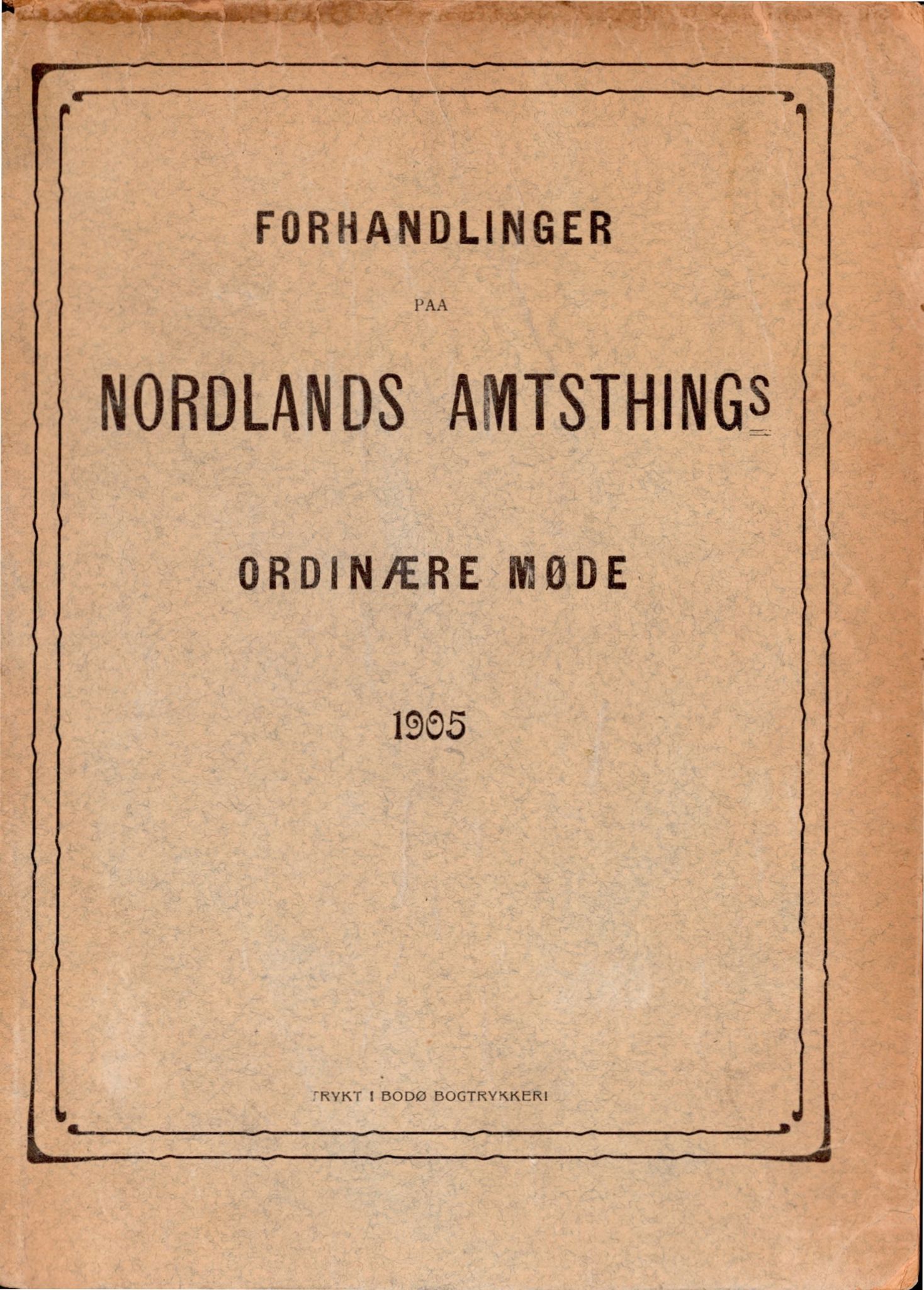 Nordland Fylkeskommune. Fylkestinget, AIN/NFK-17/176/A/Ac/L0028: Fylkestingsforhandlinger 1905, 1905
