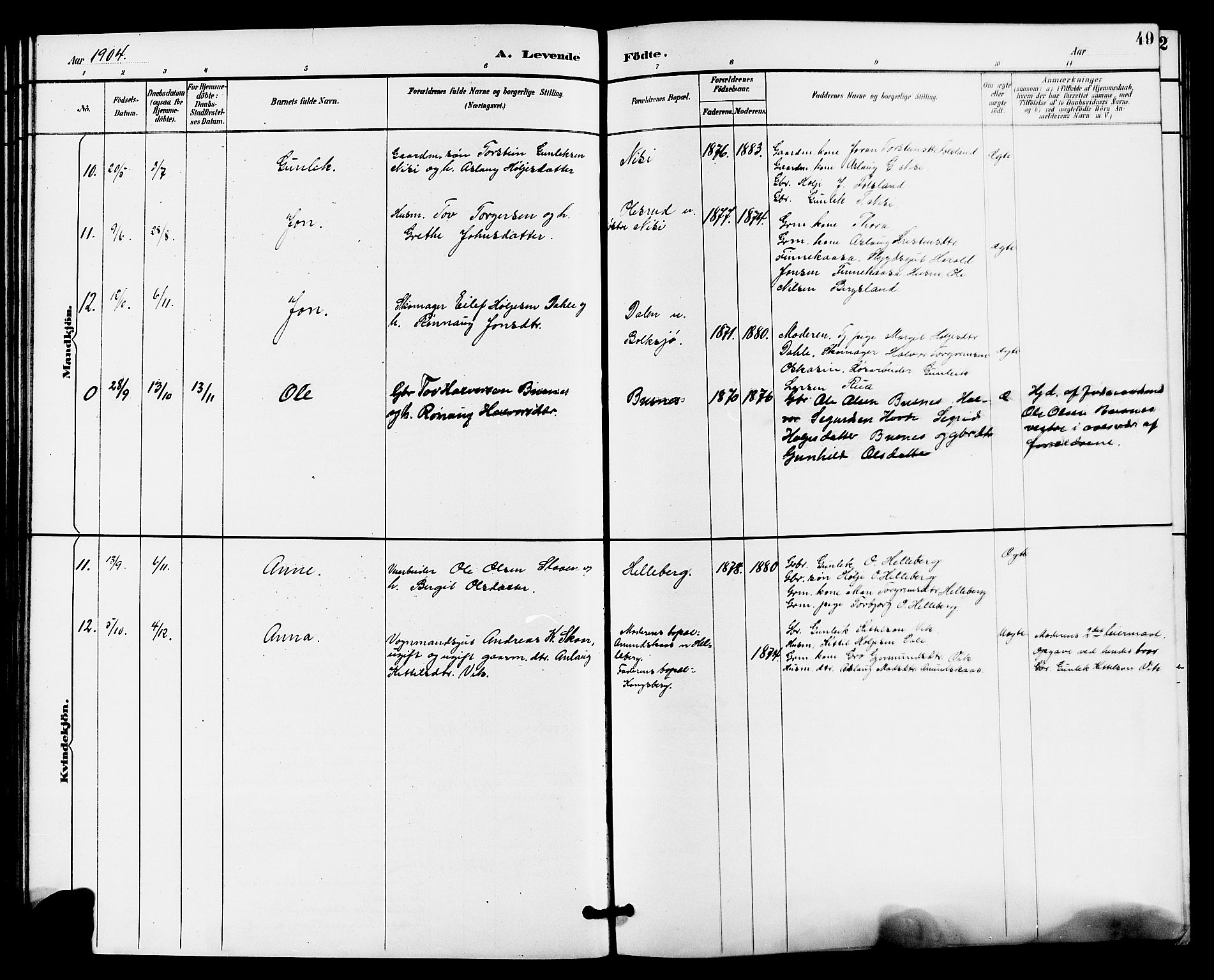 Gransherad kirkebøker, AV/SAKO-A-267/G/Ga/L0003: Klokkerbok nr. I 3, 1887-1915, s. 49