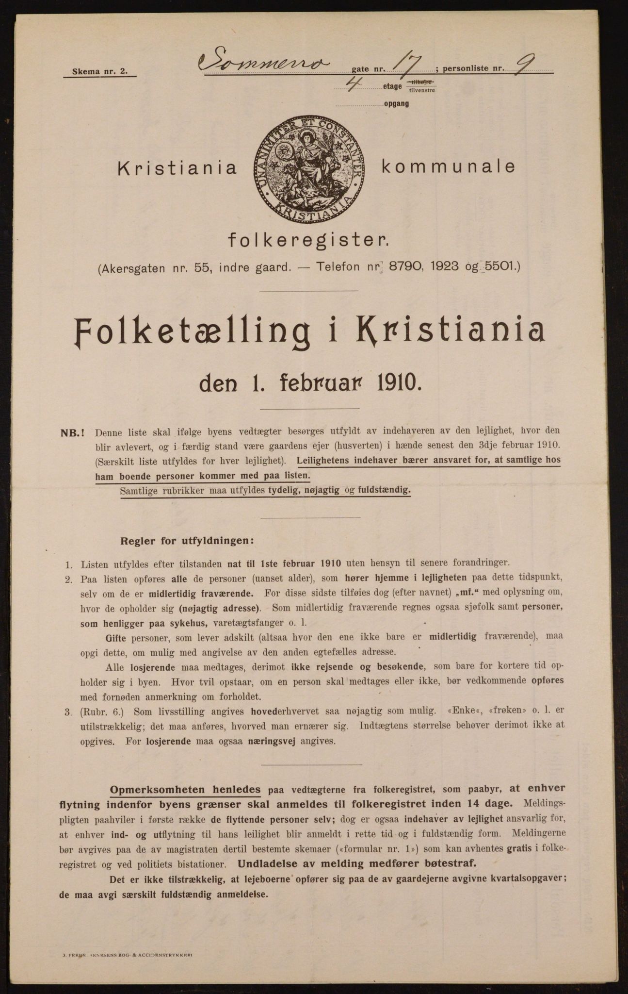 OBA, Kommunal folketelling 1.2.1910 for Kristiania, 1910, s. 95049