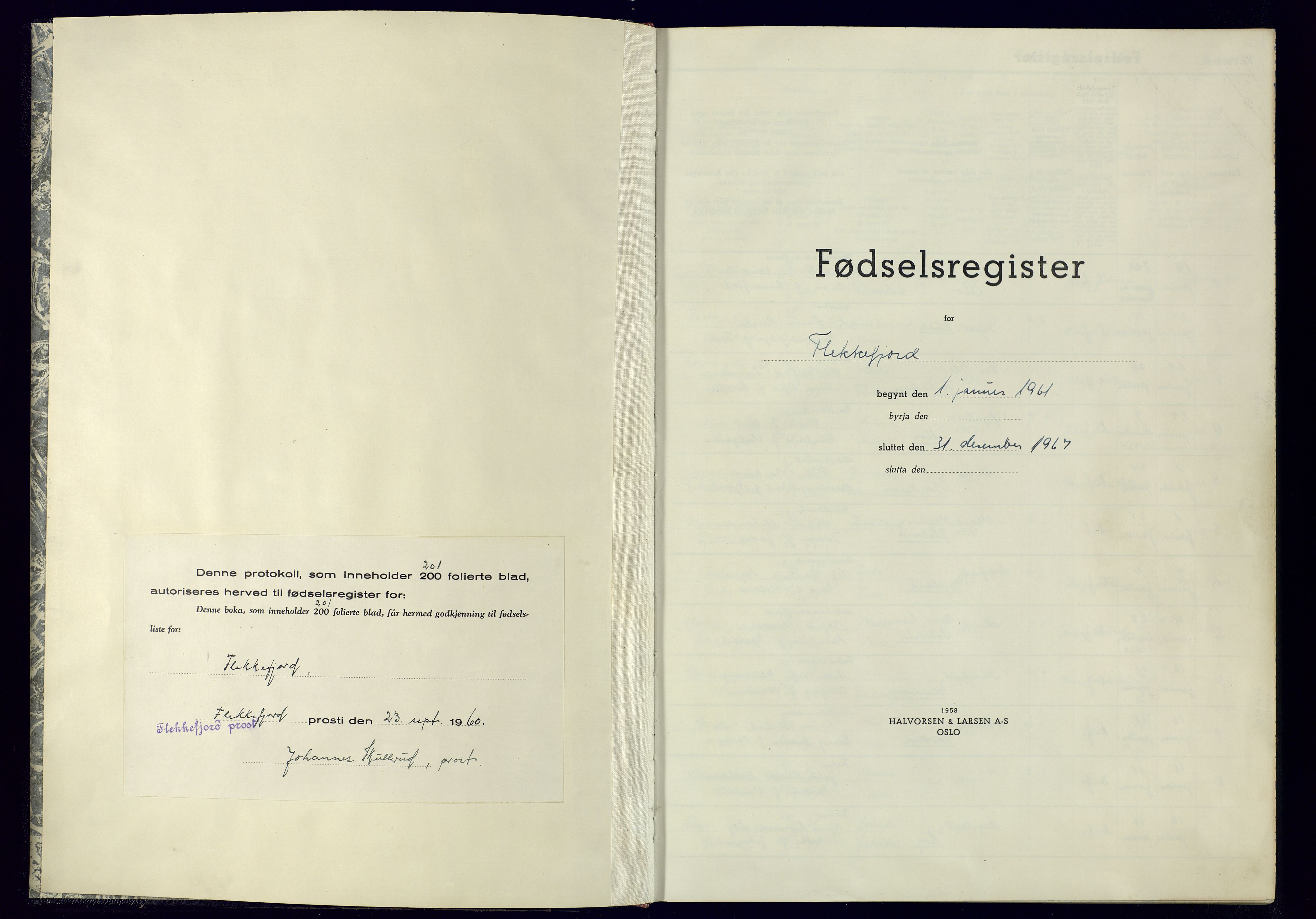Flekkefjord sokneprestkontor, SAK/1111-0012/J/Ja/L0003: Fødselsregister nr. 3, 1961-1967