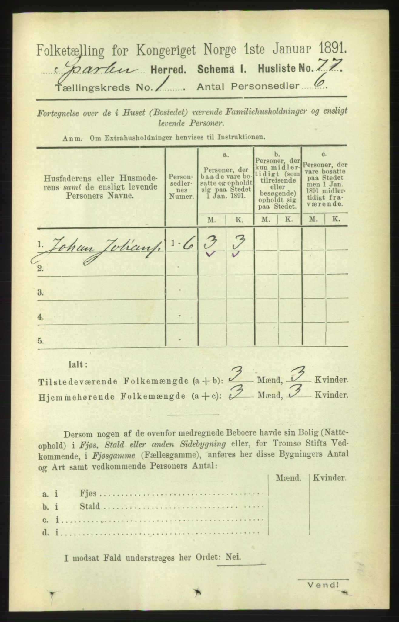 RA, Folketelling 1891 for 1731 Sparbu herred, 1891, s. 103