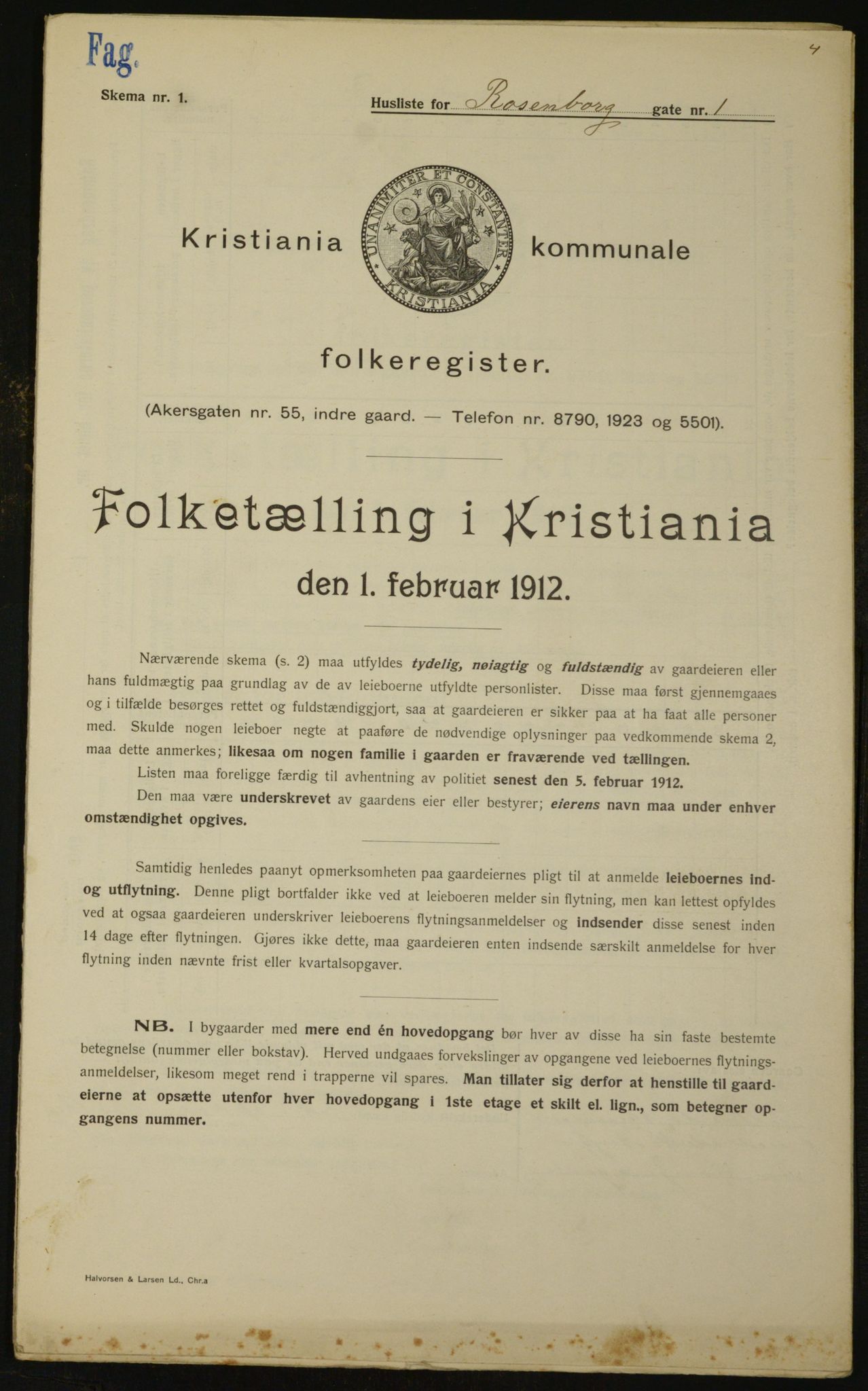 OBA, Kommunal folketelling 1.2.1912 for Kristiania, 1912, s. 83585