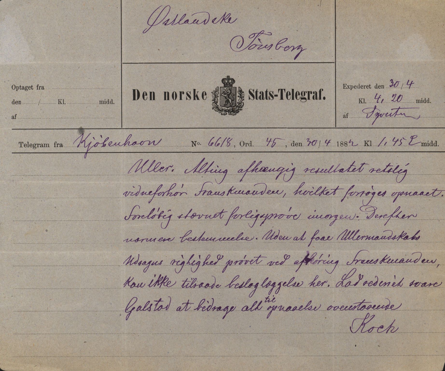 Pa 63 - Østlandske skibsassuranceforening, VEMU/A-1079/G/Ga/L0014/0011: Havaridokumenter / Agra, Anna, Jorsalfarer, Alfen, Uller, Solon, 1882, s. 97